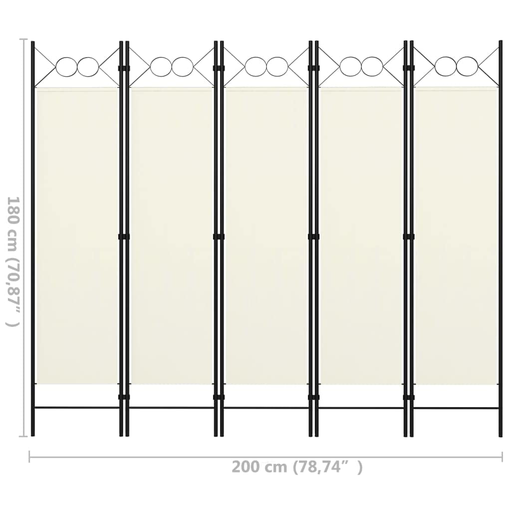 5-Panel Folding Room Divider Screen - 78.7