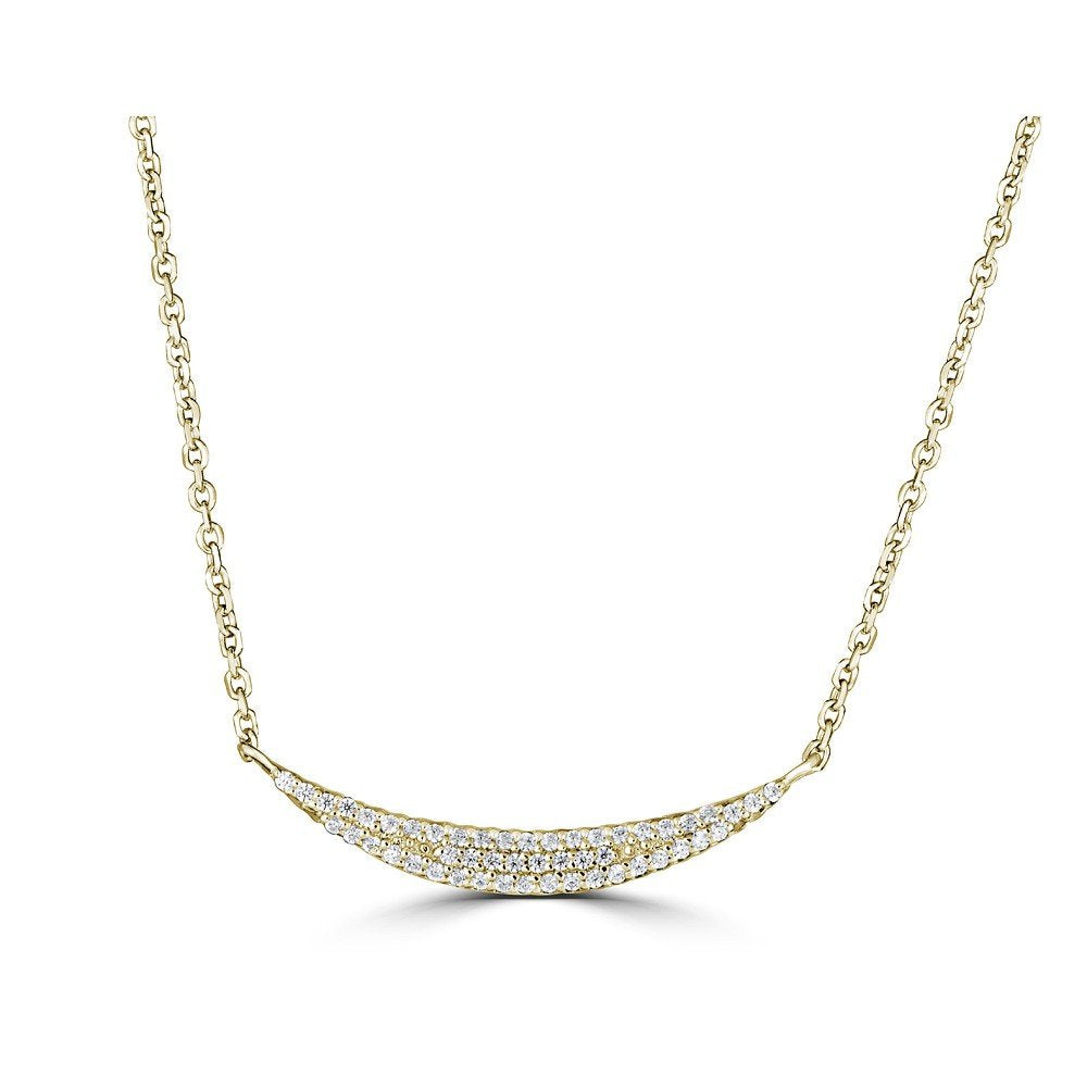14KT Gold 0.12 CTW Diamond Curved Bar Necklace for Women - Dainty Elegant Layering Necklace - Perfect for Everyday Wear, Date Night & Special Occasions