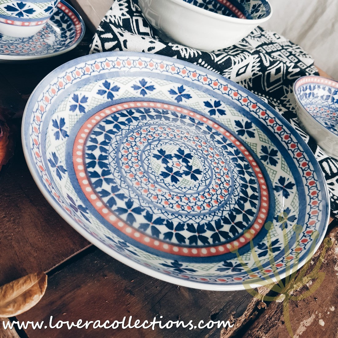 Awasaka Japan Blue Four Leaves Tea & Dinnerware Set - Premium Japanese Ceramic Tableware for Tea & Dining - Perfect for Home, Restaurants & Gifts