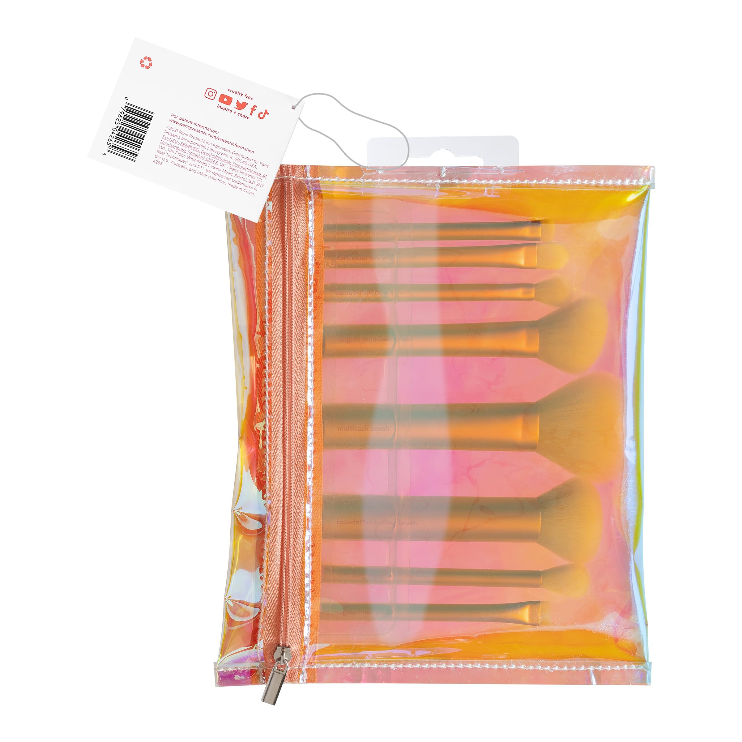 Real Techniques 9-Piece The Wanderer Makeup Brush Set - Professional Synthetic Brushes for Eyeshadow, Foundation, Concealer, Blush & Contouring | Travel-Friendly Midi Size | Cruelty-Free Vegan Makeup Tools | Perfect for On-The-Go Touchups & Full Face Makeup Application