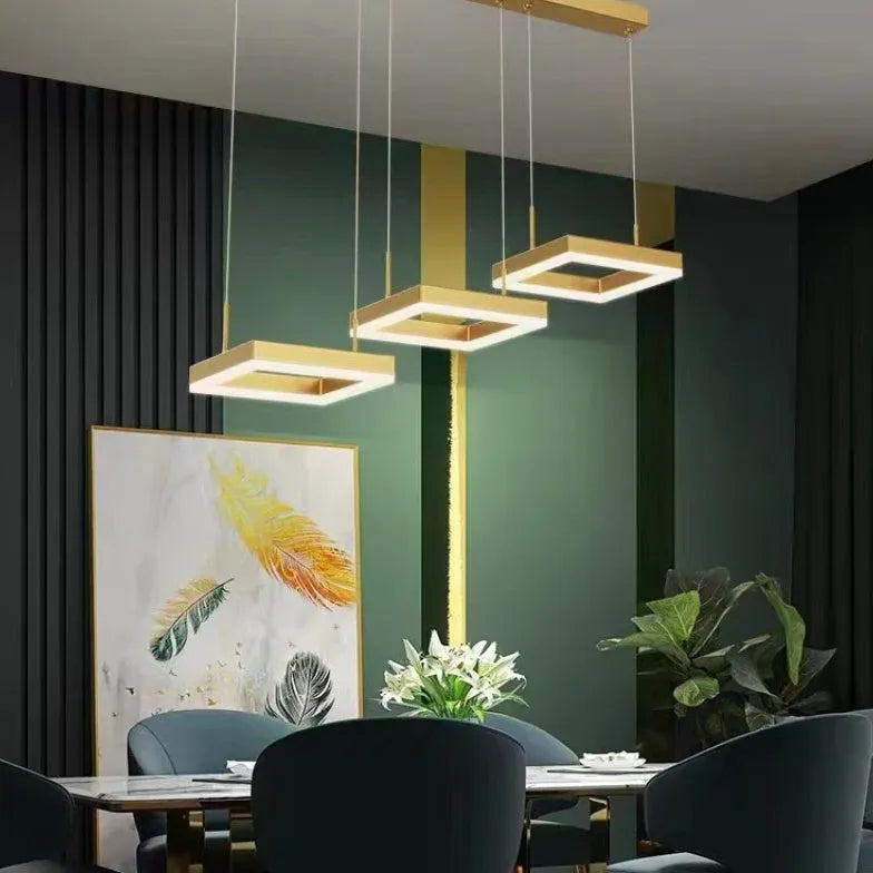 Modern 3-Light Rectangular Metal Pendant Lighting Fixture - Industrial Style Ceiling Light for Kitchen Island, Dining Room, and Living Room Decor