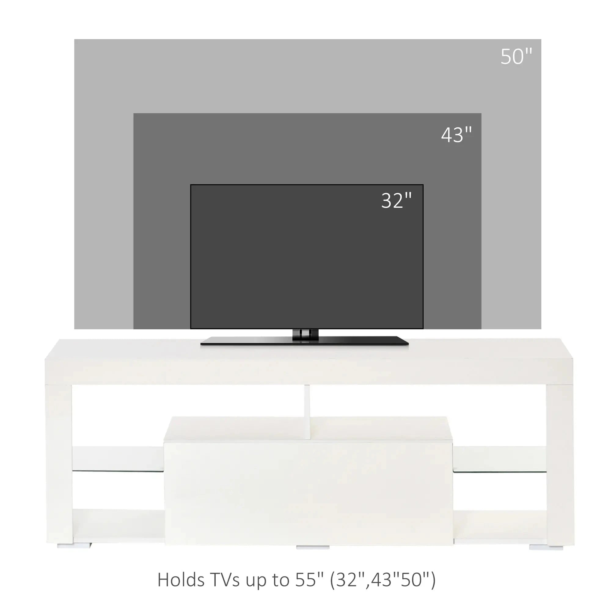 Modern TV Stand with LED Lights & Storage Shelves - 4 Color Options for Living Room, Bedroom & Home Theater Setup