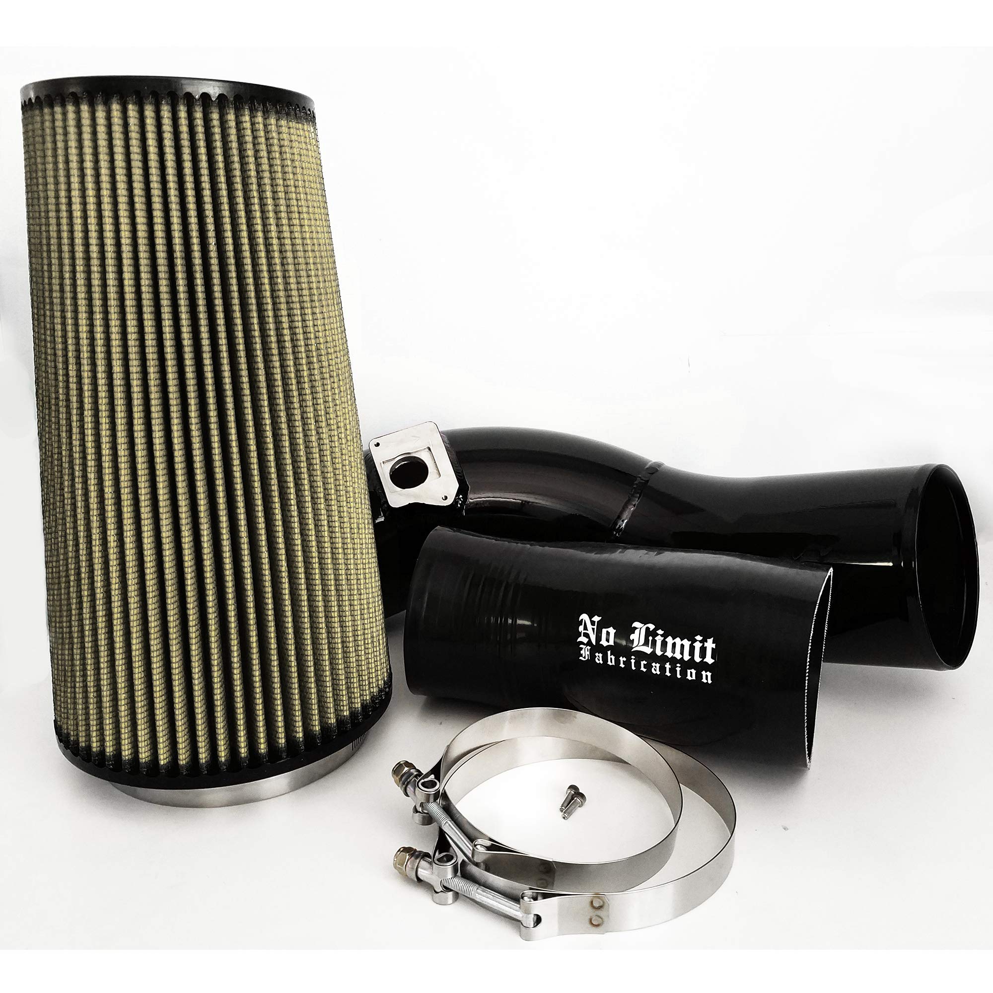 6.0L Cold Air Intake System for 2003-2007 Ford Super Duty Power Stroke Diesel - High Performance Black PG7 Air Filter by No Limit Fabrication | Improved Engine Power & Fuel Efficiency for Off-Road & Towing