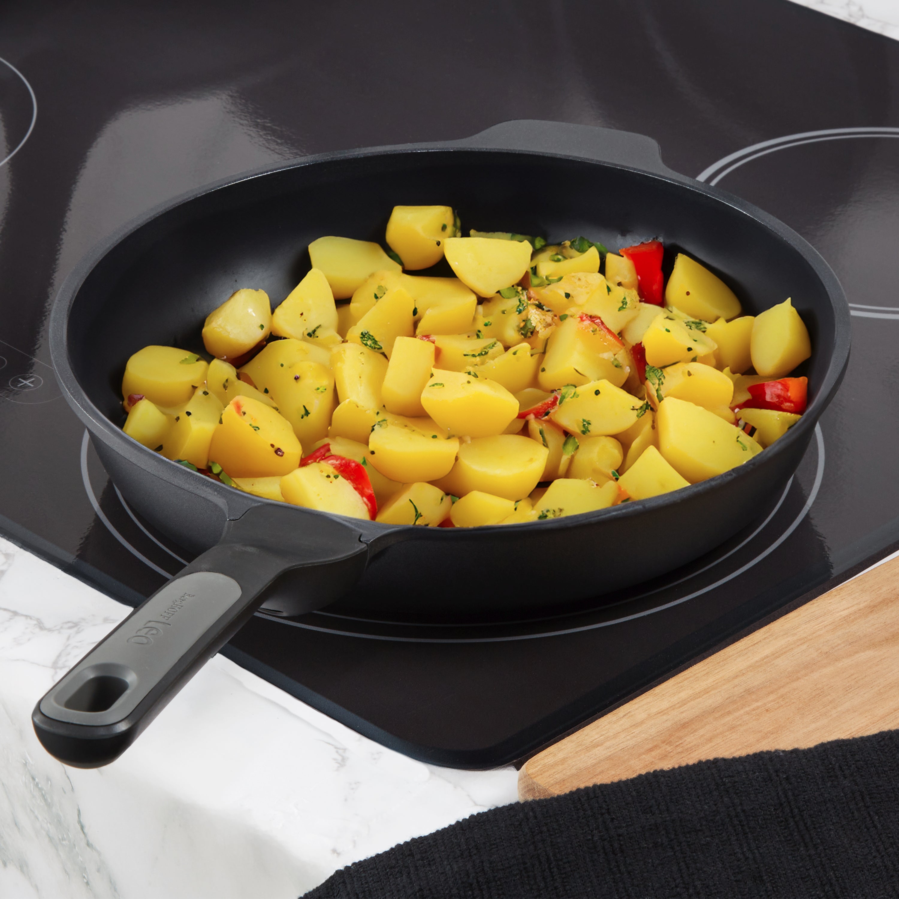 BergHOFF Leo Stone+ 2-Piece Nonstick Ceramic Frying Pan Set - Recycled Aluminum Cookware for Healthy Cooking | Perfect for Sautéing, Frying & Omelets