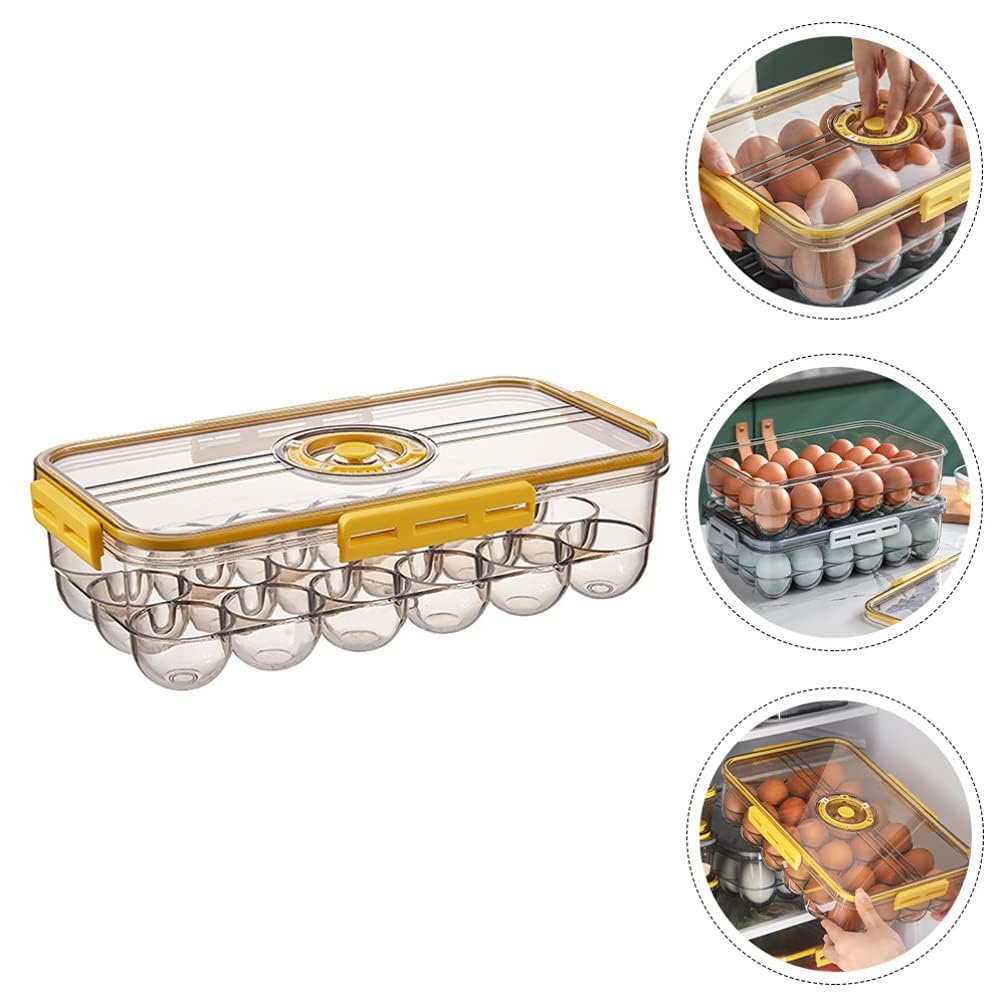 Bosig® 18-Grid Clear Plastic Egg Organizer Box with Lid - Stackable Egg Storage Container, Portable Egg Case & Holder for Kitchen, Fridge, Camping, and Travel
