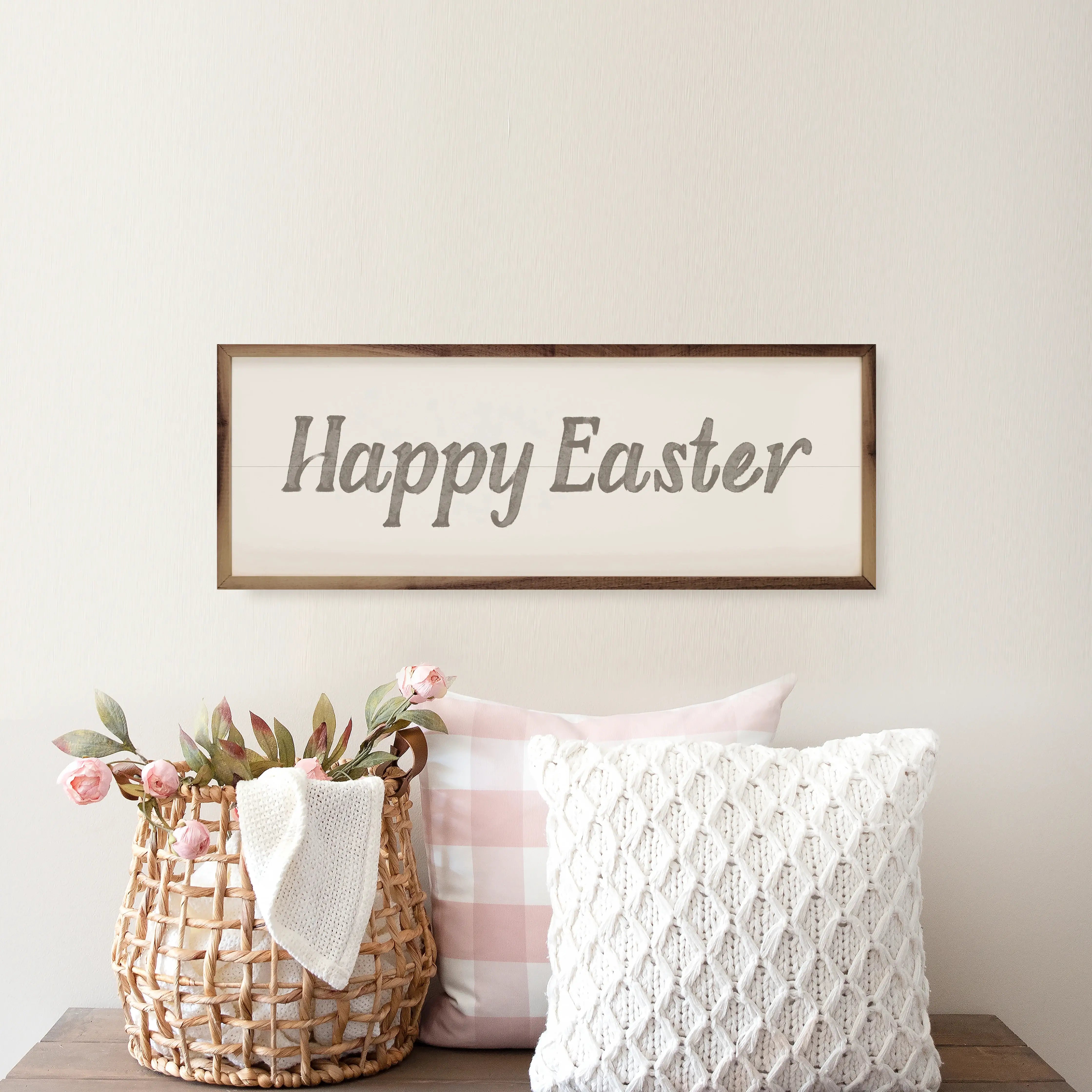 Easter Gray Watercolor Wood Framed Print - Spring Home Decor, Wall Art for Living Room, Bedroom & Office