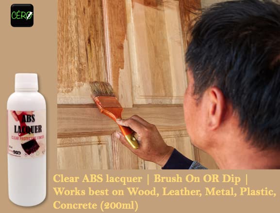 CERO Clear ABS Lacquer for Wood, Leather, Metal, Plastic & Concrete | Brush or Dip Application | 200ml High-Gloss Protective Coating | Ideal for DIY Projects, Furniture Restoration & Craft Finishing