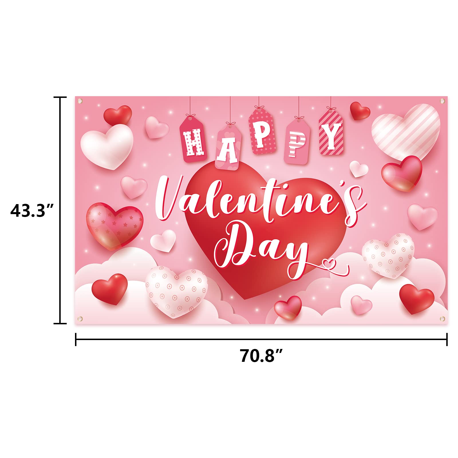 Valentine's Day Heart Banner Decorations - Romantic Party Backdrop for School, Classroom & Home Decor - Perfect for Valentine's Party, Wedding & Photo Booth Background