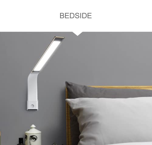Mark Wireless LED Desk Lamp - 360° Adjustable & Foldable, USB Rechargeable with 40H Runtime, Touch Control, 6 Brightness Levels & 3 Light Modes (Silver) | Perfect for Home Office, Study, Reading, and Nightstand Use