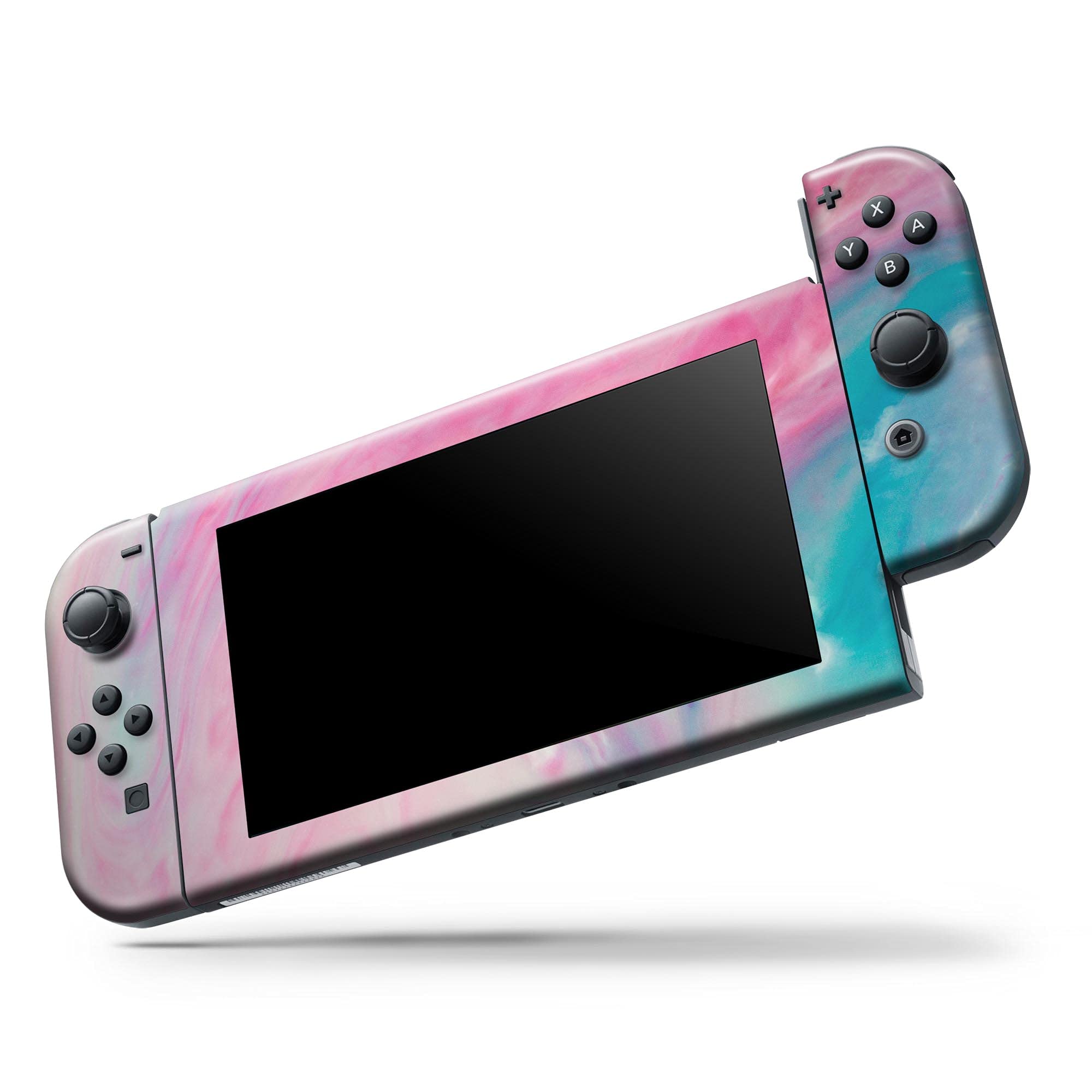 Nintendo Switch Lite Skin Decal - Scratch-Resistant Removable Vinyl Wrap Cover Compatible with Switch Lite - Marble Pink & Blue Paradise Design V712 - Perfect for Gaming Protection and Style Enhancement