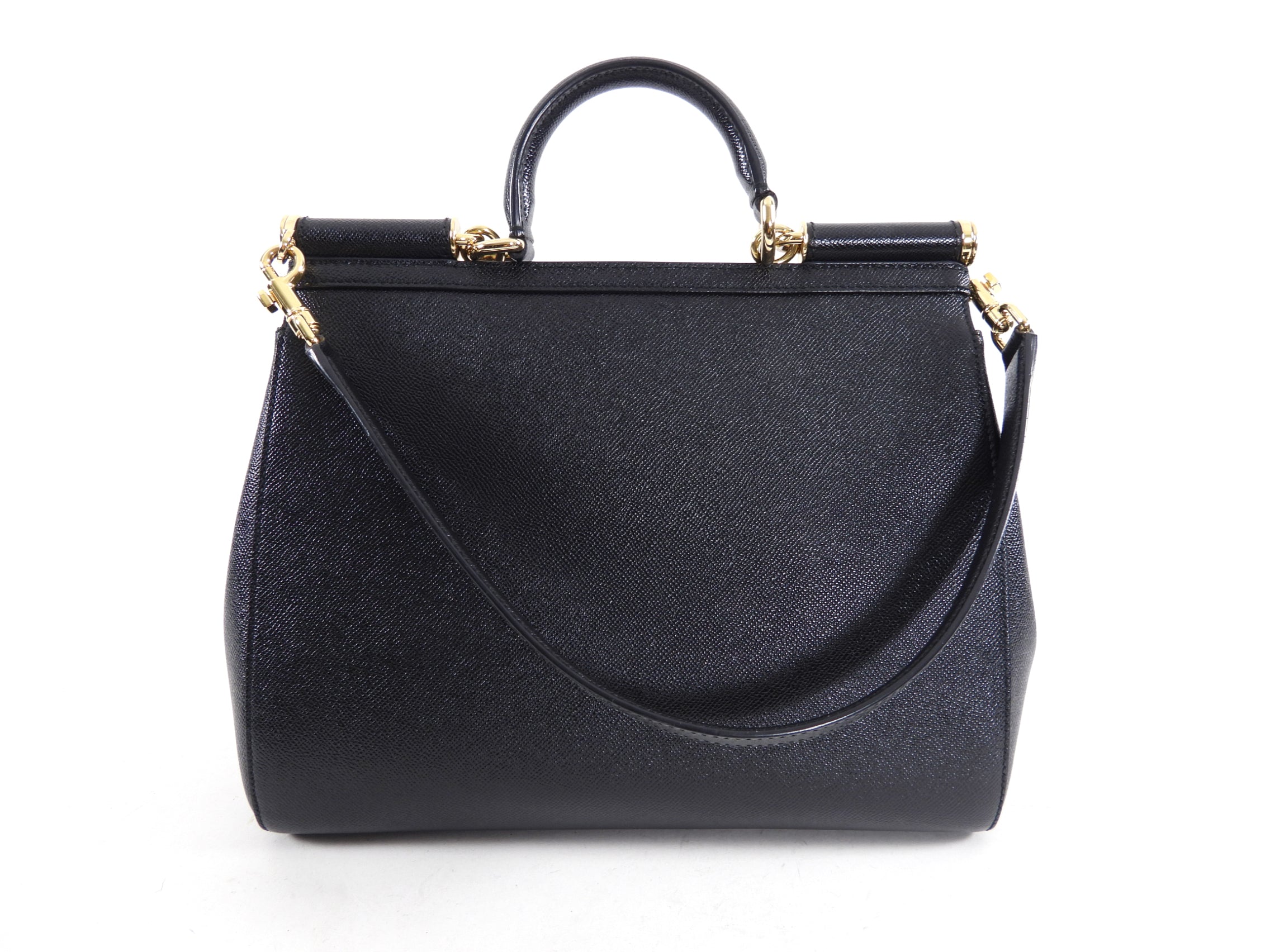 Dolce & Gabbana Black Large Miss Sicily Leather Shoulder Bag for Women - Luxury Designer Handbag Perfect for Work, Travel and Evening Events
