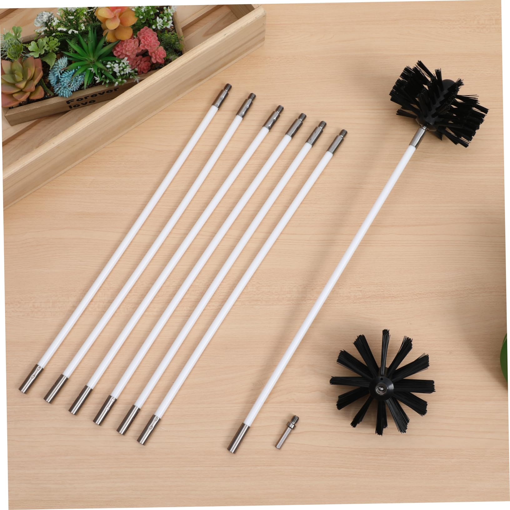 Veemoon 18-Piece Flexible Chimney Brush Kit with 2 Brush Heads & Hexagonal Handle - Easy Cleaning for Fireplaces, Wood Stoves, and HVAC Ducts
