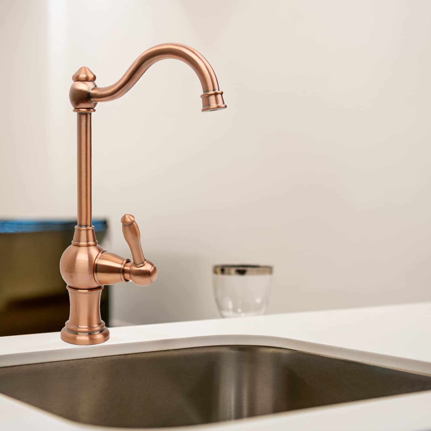 **Akicon Copper Kitchen Water Filter Faucet - 100% Lead-Free Brass Body, Fits Most Reverse Osmosis & Water Filtration Systems (Non-Air Gap, Cold Water Only) - Perfect for Clean Drinking Water in Homes & Offices**