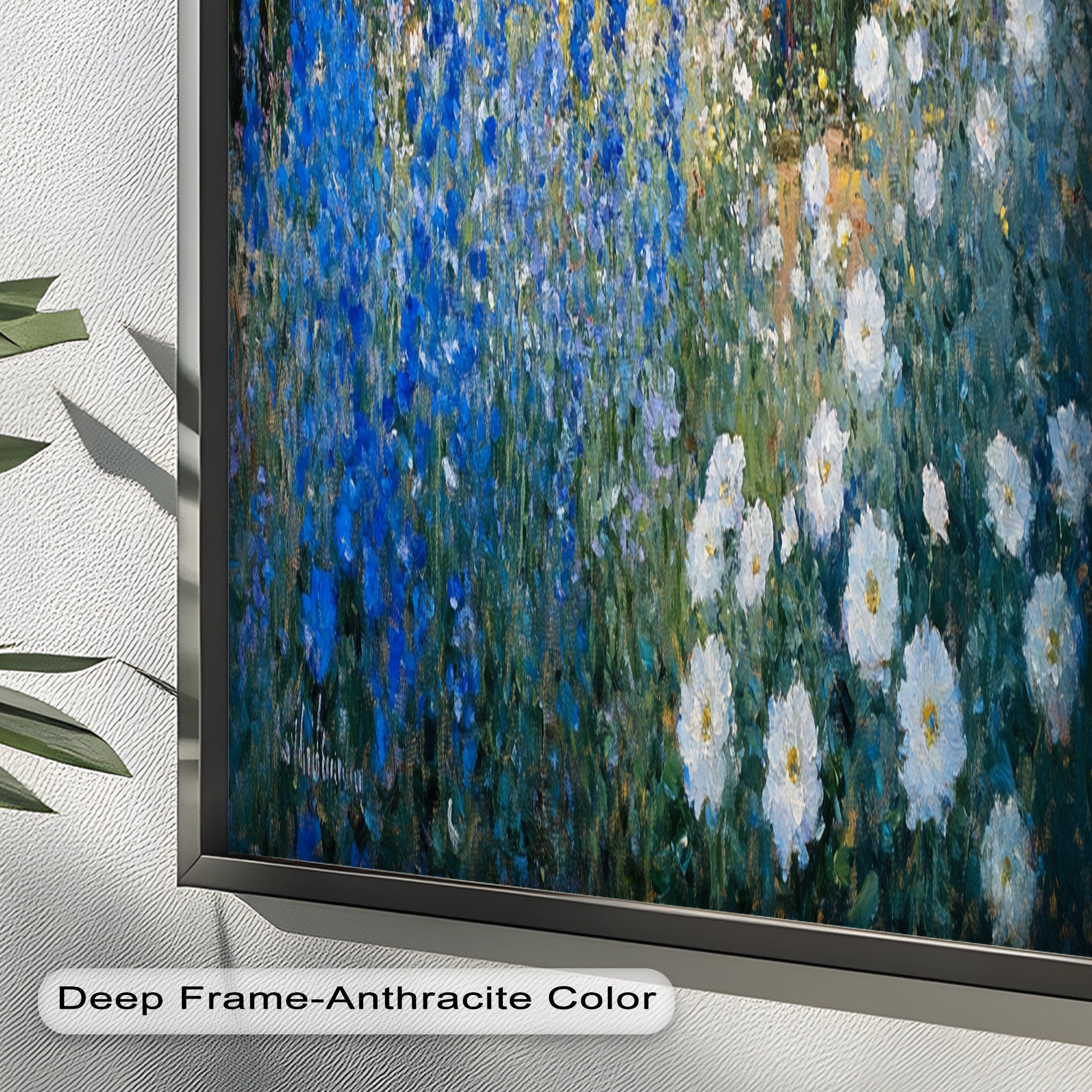 Blue Delphinium Impressionist Oil Painting - Handmade Floral Wall Art for Living Room, Bedroom & Office Decor