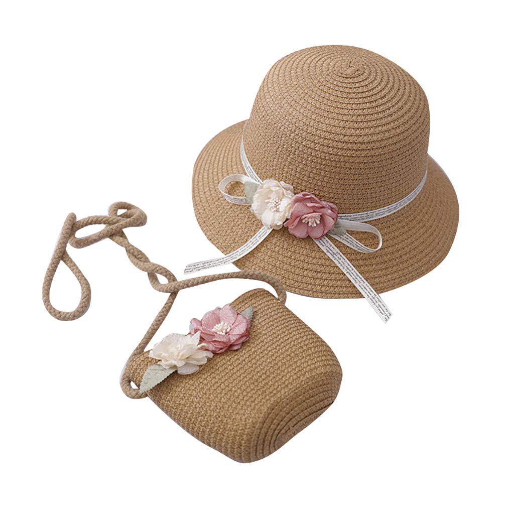 TUSANG Straw Sun Hats for Women Girls & Kids - Breathable Woven Summer Beach Hat with Pocket for Outdoor, Vacation, Gardening & Travel