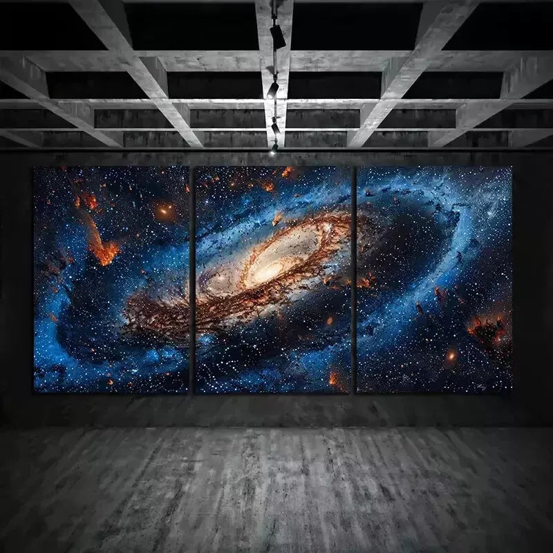 3-Piece Blue Galaxy Star Wall Art Set - Framed Canvas 50x70cm | High Quality Print | 100% Australian Made | Ready to Hang | Perfect for Living Room, Bedroom & Office Decor