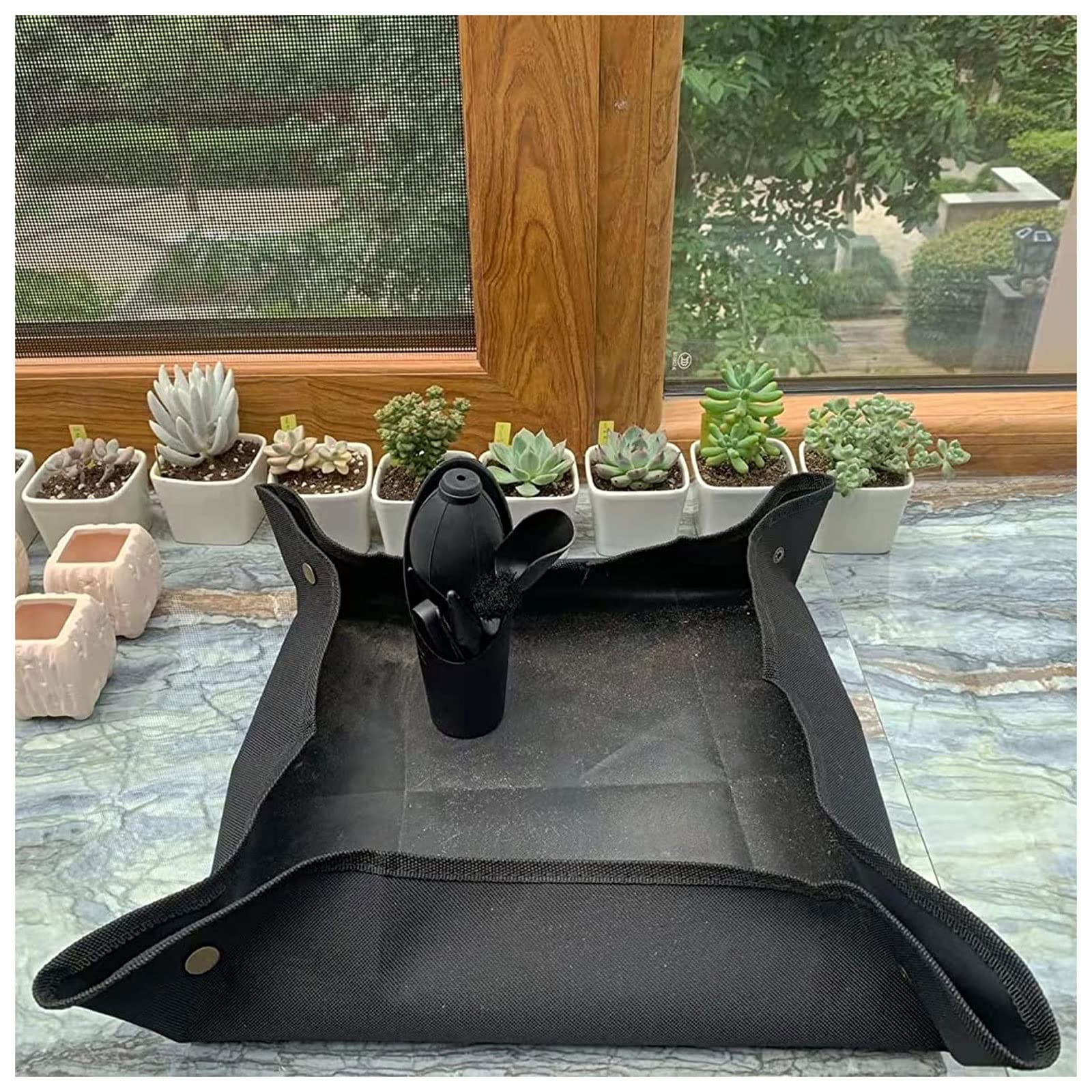 Foldable Waterproof Gardening Mat - 50x50cm PE Plant Repotting Pad for Transplanting Flower Pots | Portable Potting Mat for Indoor/Outdoor Gardening, Balcony & Greenhouse Use