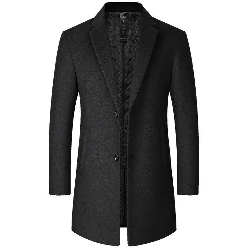 Premium Solid Wool Men's Winter Coat - Warm & Stylish Outerwear for Business, Travel & Formal Occasions