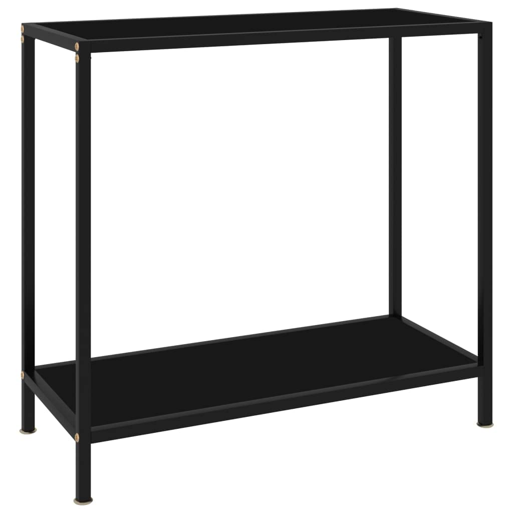 Industrial Narrow Console Table with 2-Tier Shelves & Tempered Glass - 31.5