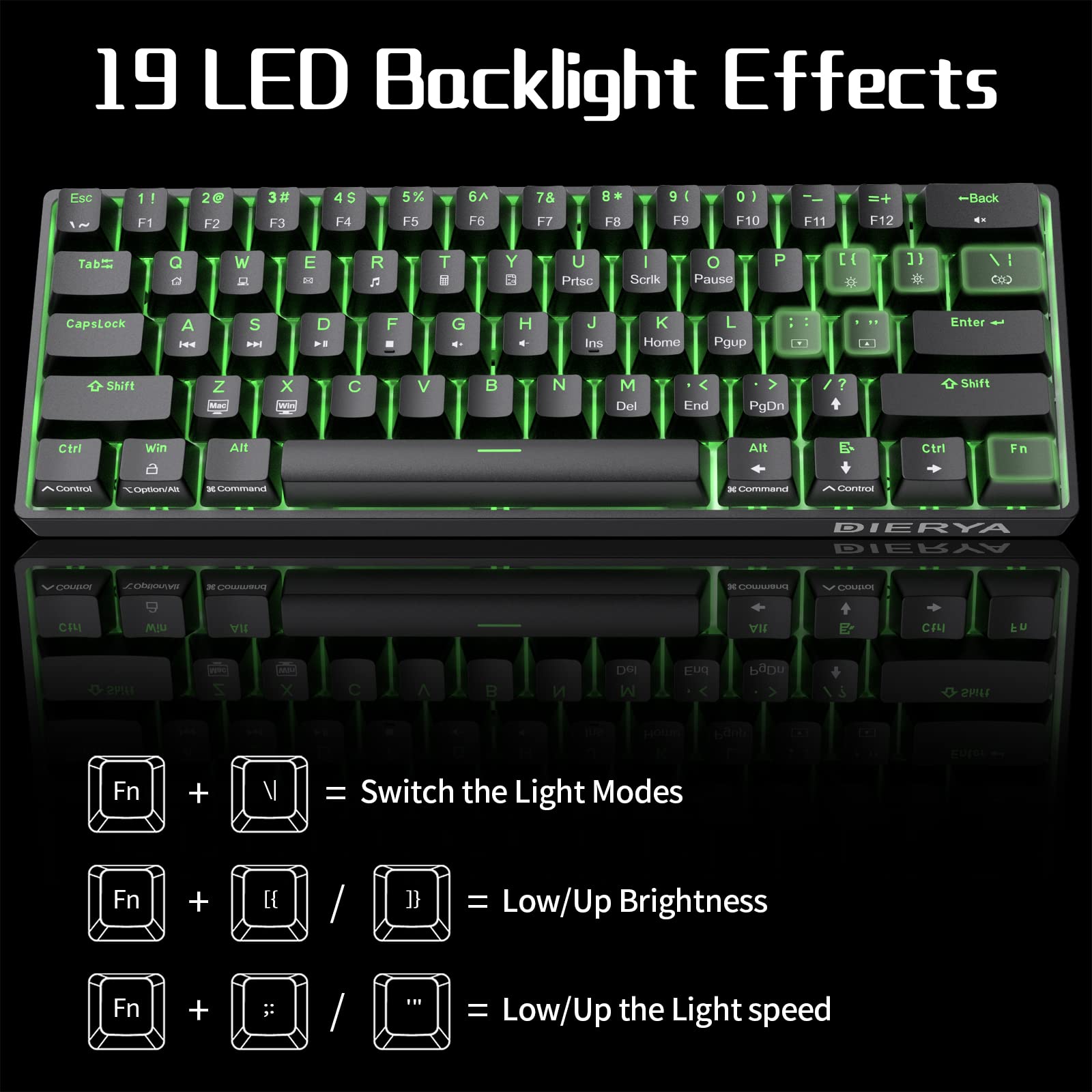 DIERYA DK61se 60% Mechanical Gaming Keyboard - Blue Switches, LED Backlit, Ultra-Compact 61 Keys for PC, Laptop, Office, Typing & Esports | Perfect for Gamers, Programmers & Minimalist Workspace (Black)