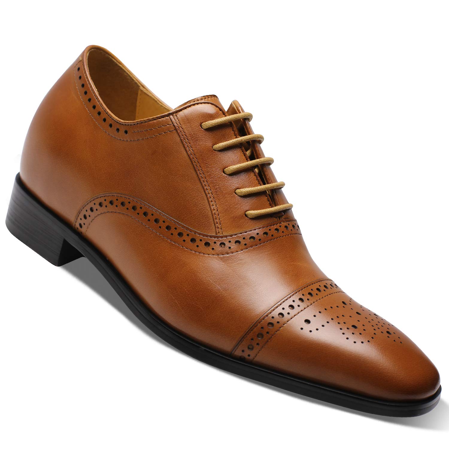 CHAMARIPA Men's Elevator Shoes with Built-in Height Insoles - Breathable Leather Dress Shoes for Men | Anti-Slip & Arch Support | Custom Fit for Comfort & Stealth Height Boost - Perfect for Work, Dating & Formal Events