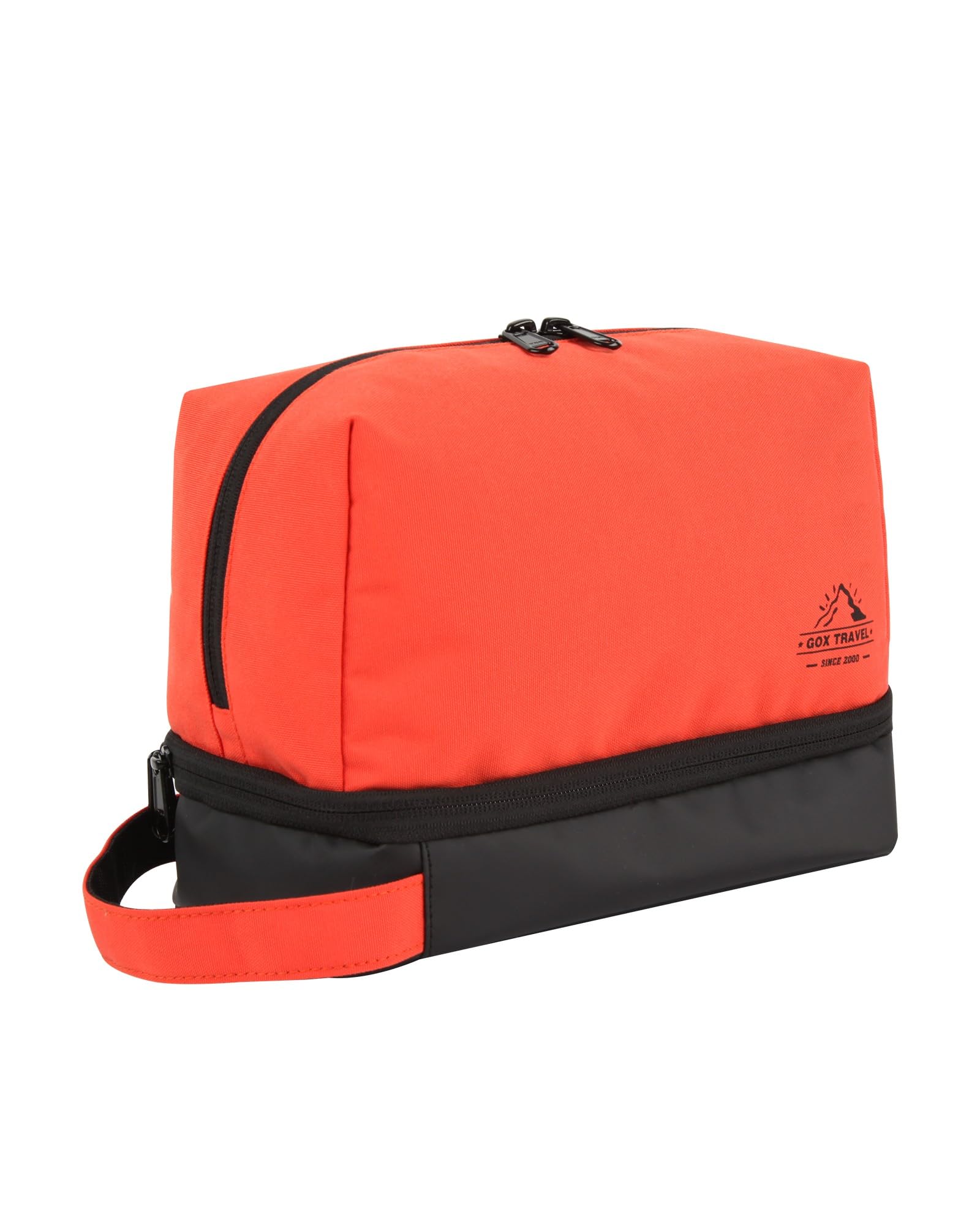 **GOX Men's Water-Resistant Travel Toiletry Bag - Portable Dopp Kit for Shaving, Brushes & Toiletries Accessories - Ideal for Gym, Camping & Business Trips (Orange)**