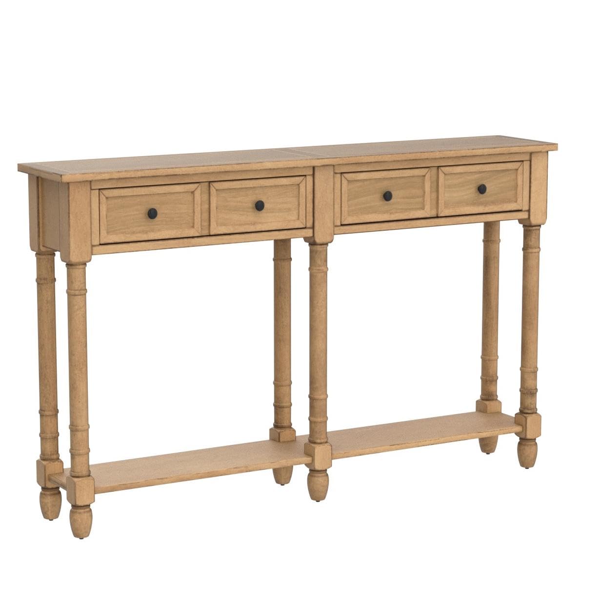 HOUAGI Entryway Console Table with 2 Storage Drawers & Bottom Shelf - Solid Wood Hallway Sofa Table for Living Room, Foyer - Easy Assembly (Old Pine) - Perfect for Small Spaces, Home Decor & Organizing Keys, Mail