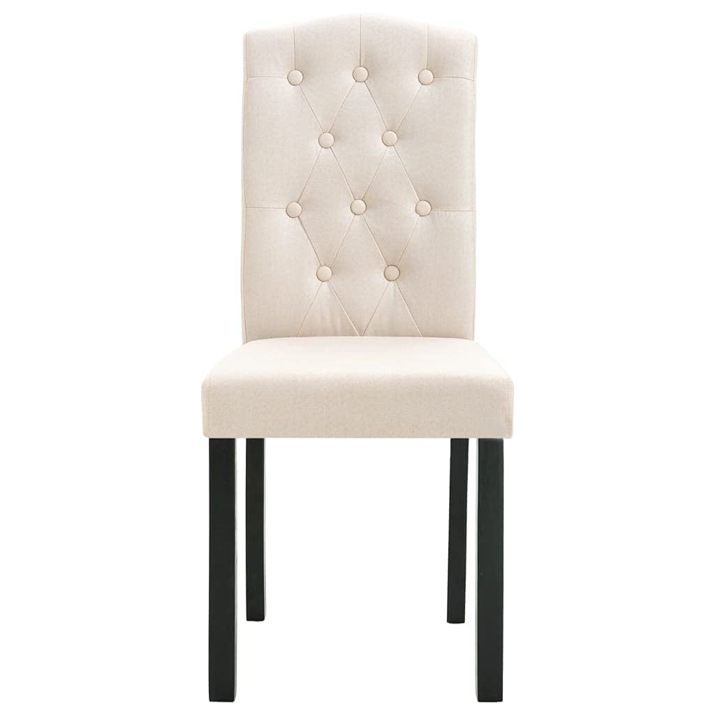 SKM Dining Chairs Set of 4 - Cream Fabric Upholstered Kitchen Chairs with Padded Seats - Modern Dining Room Furniture for Home, Restaurant & Office Use