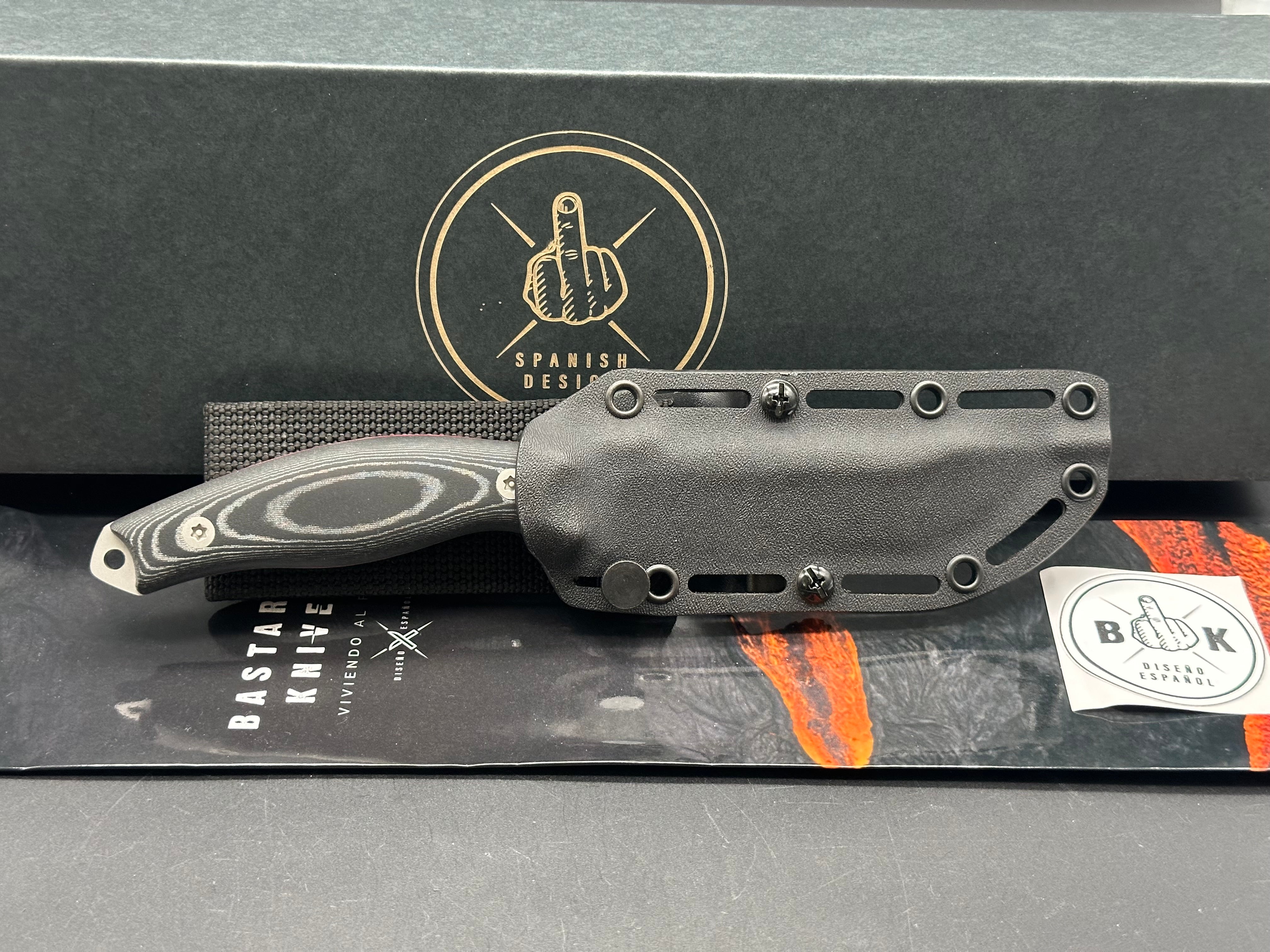 BASTARD KNIVES REAPER Fixed Blade Knife - Sleipner Steel Blade with Black Micarta Handle & Kydex Sheath | Tactical Survival, Outdoor Camping, Hunting Gear