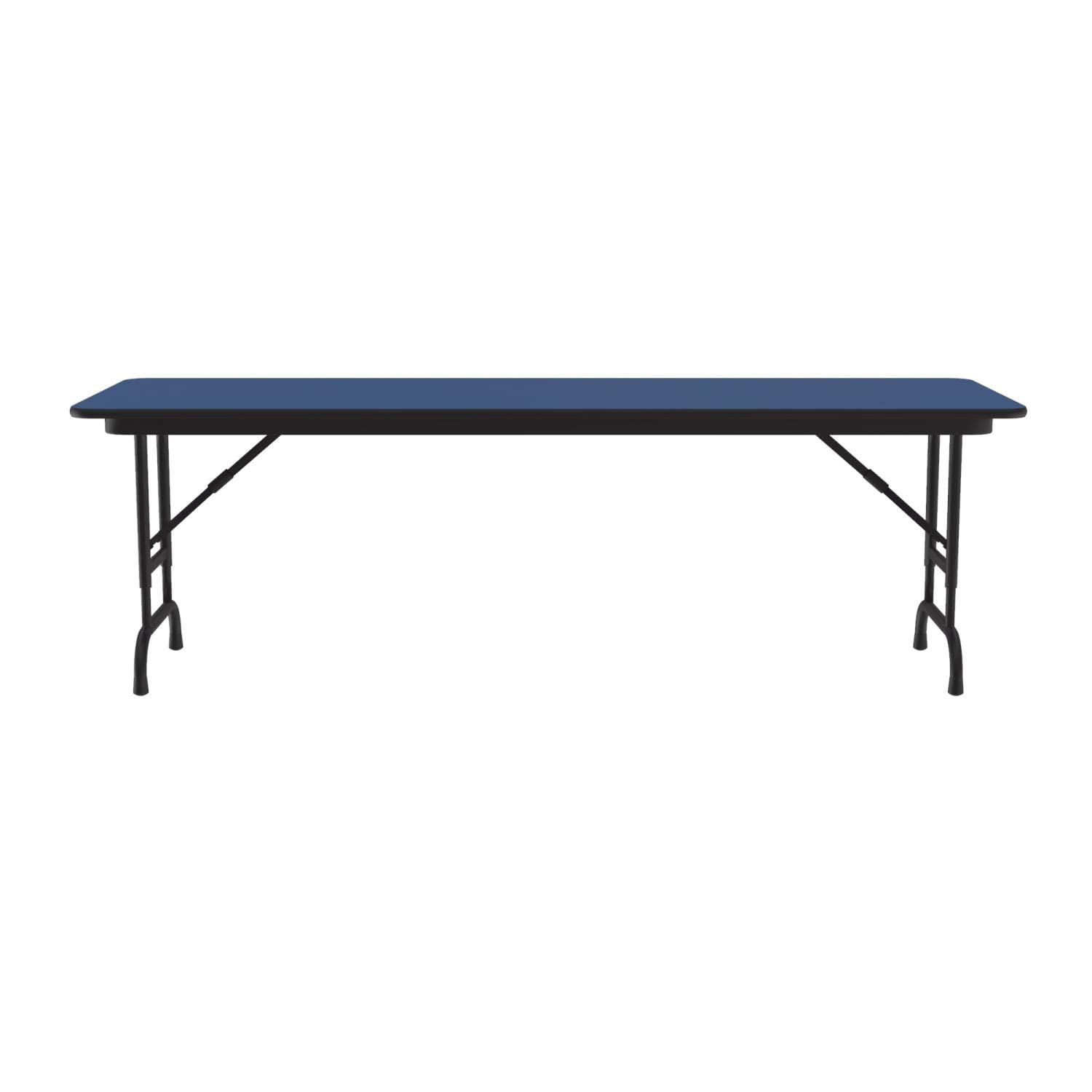 Adjustable Height Folding Table 24x72 Inches - Portable Blue Work Desk for Office, Camping, Events & Home Use
