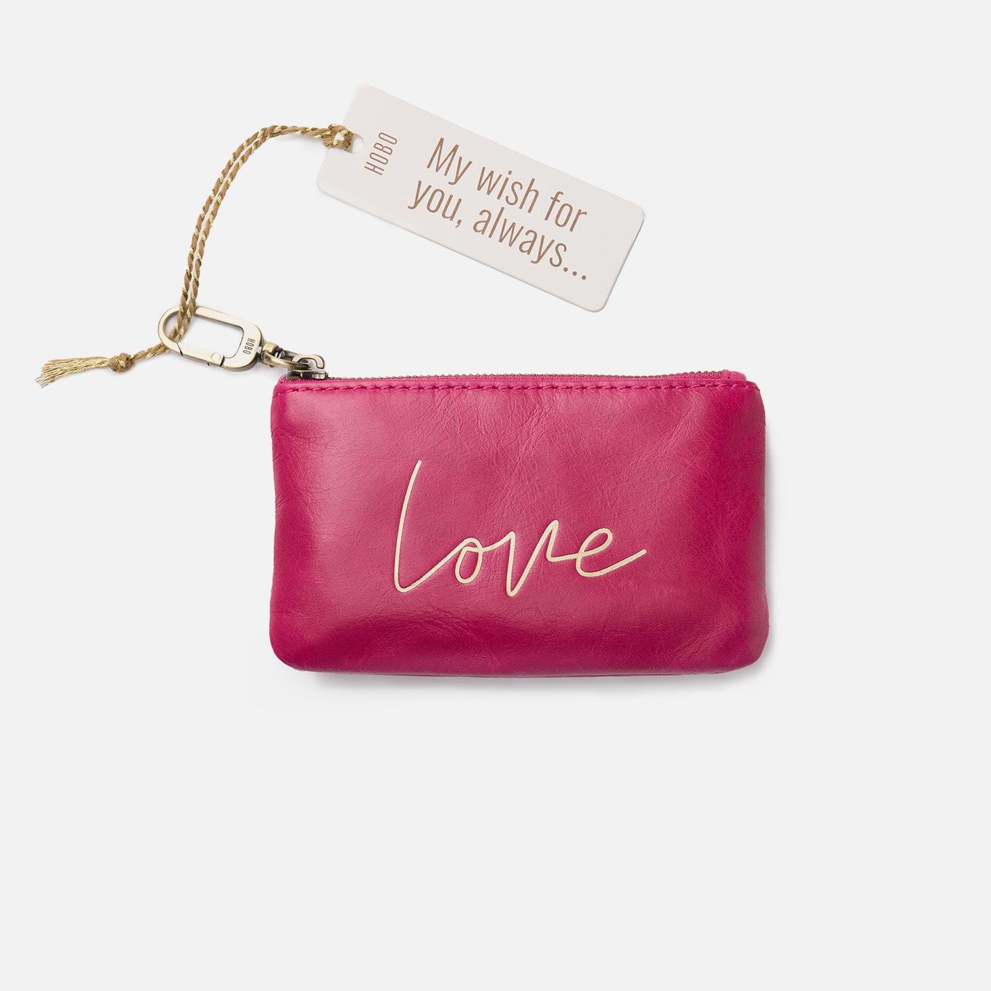 Luxury Polished Leather Sentiment Pouch in Fuchsia - Elegant Clutch for Evening Parties, Weddings & Special Occasions