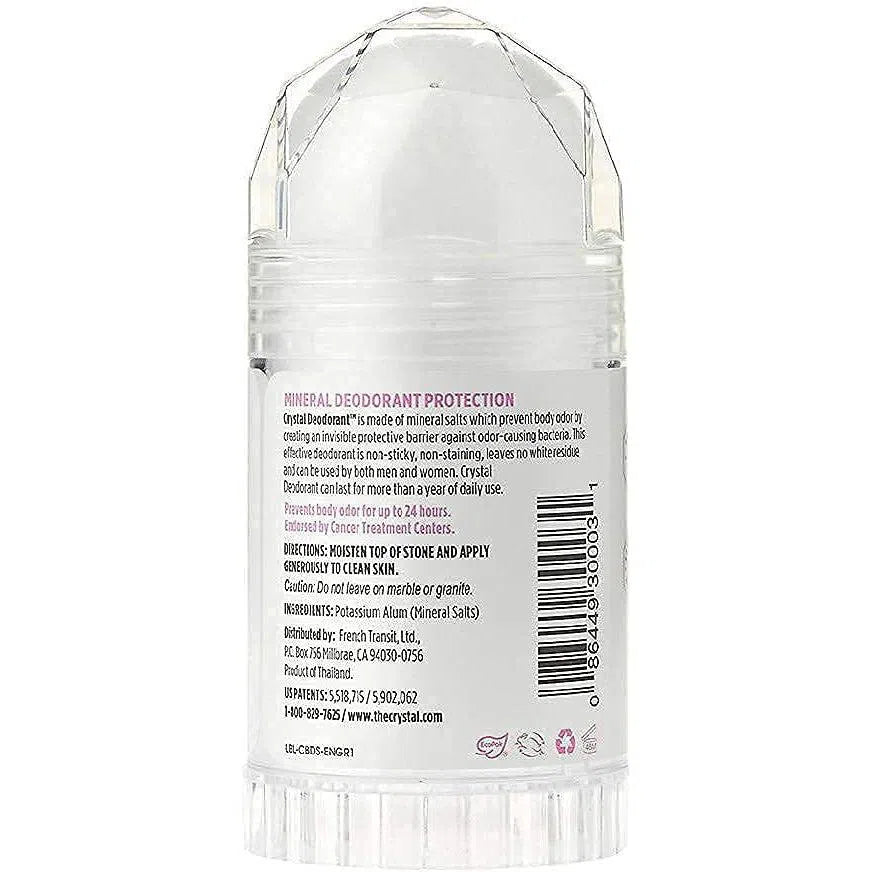 Natural Crystal Mineral Deodorant Stick - Unscented, Aluminum-Free, Long-Lasting Protection for Sensitive Skin | Perfect for Daily Use, Travel & Gym