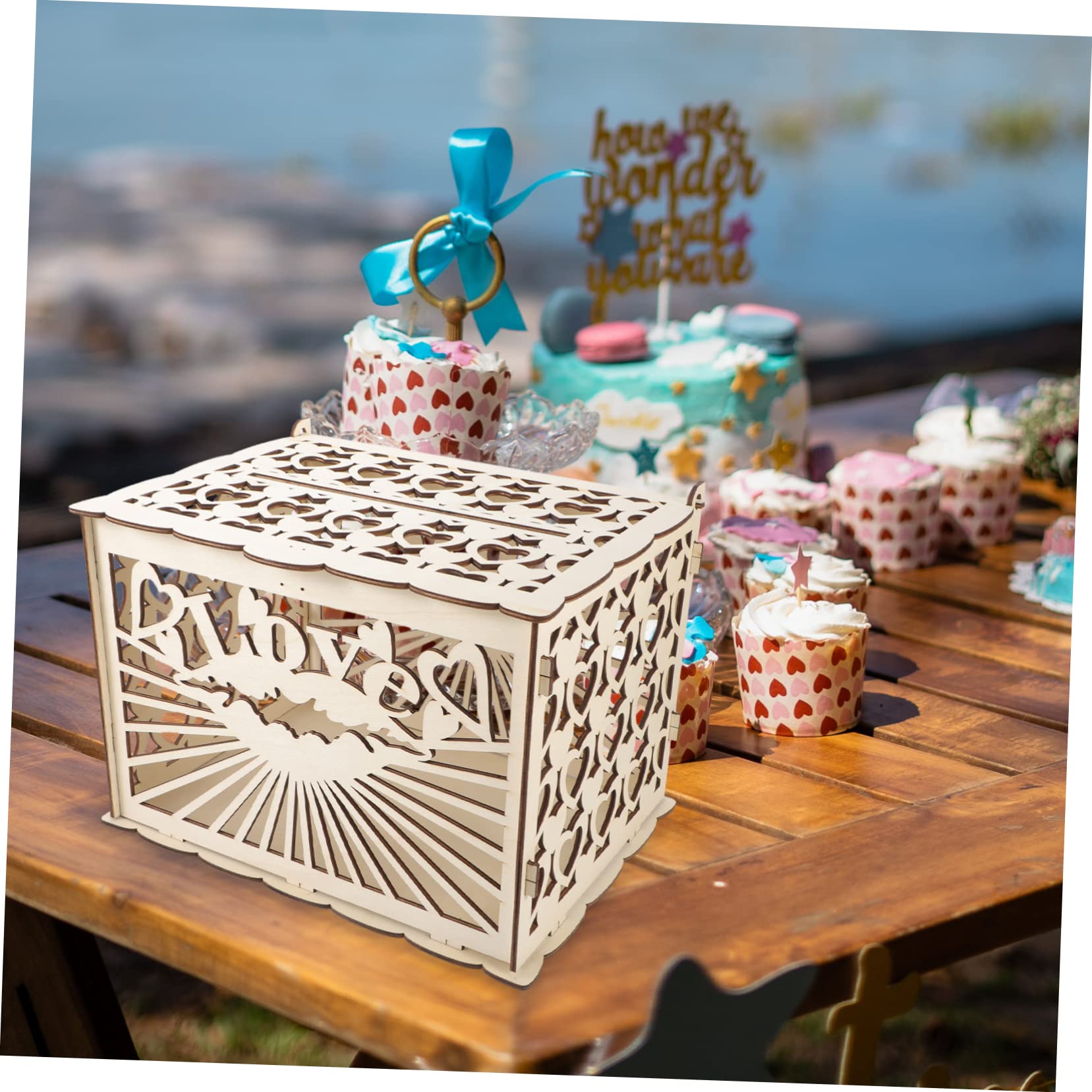 Handmade Wooden Wedding Card Box - Decorative Carving with Large Storage Space for Cards, Envelopes & Money Gifts | Perfect for Wedding Receptions, Bridal Showers & Anniversary Celebrations