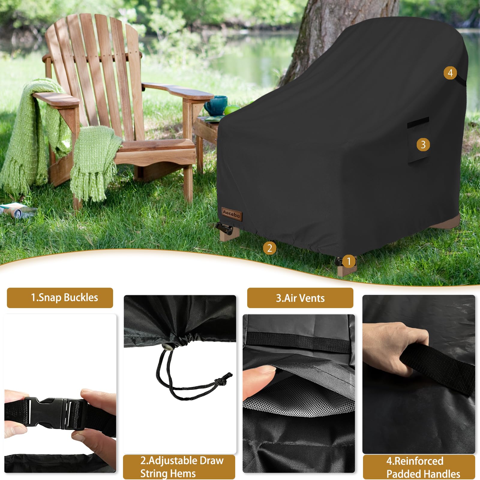 Premium 2-Pack Waterproof Adirondack Chair Covers - 27.5