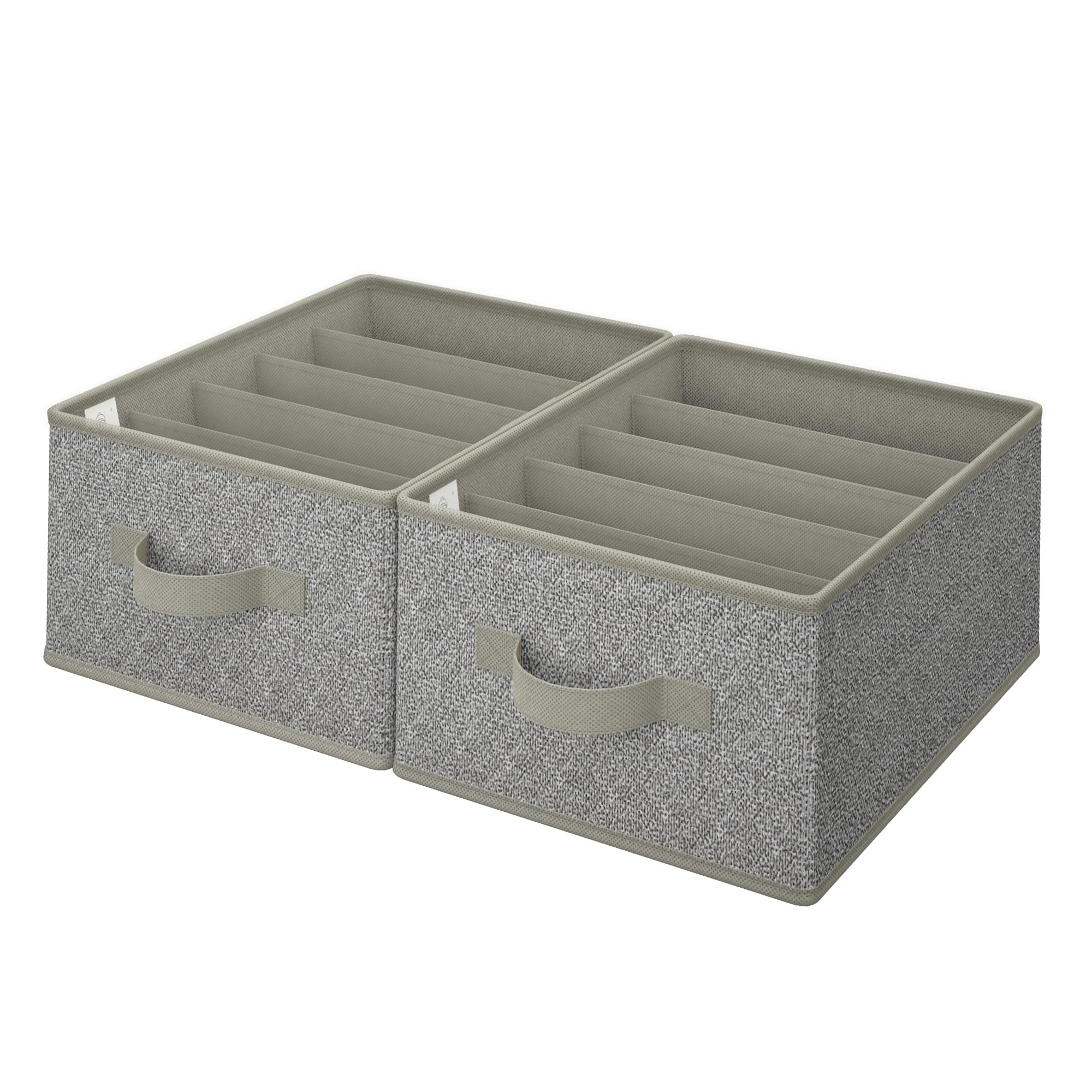 GRANNY SAYS 5-Grid Clothes Organizer for Folded Clothing & Jeans - Gray Wardrobe & Drawer Storage Solution (2-Pack) | Perfect for Closet Organization, Travel Packing & Home Decluttering