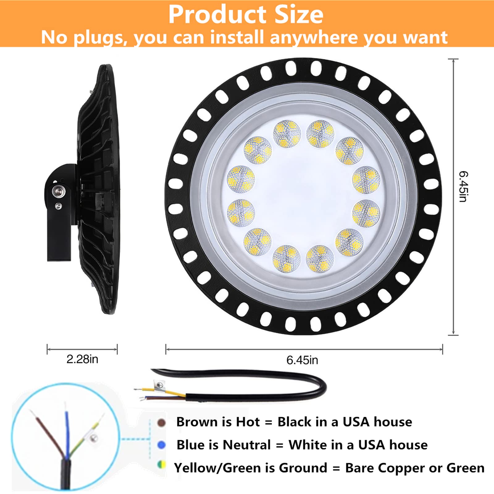 CHUNNUAN UFO LED High Bay Light 50W 5000LM 6500K Daylight - Super Bright Waterproof Industrial Lighting for Factory, Warehouse, Workshop - Energy Efficient & Durable LED Shop Light for Commercial & Industrial Use