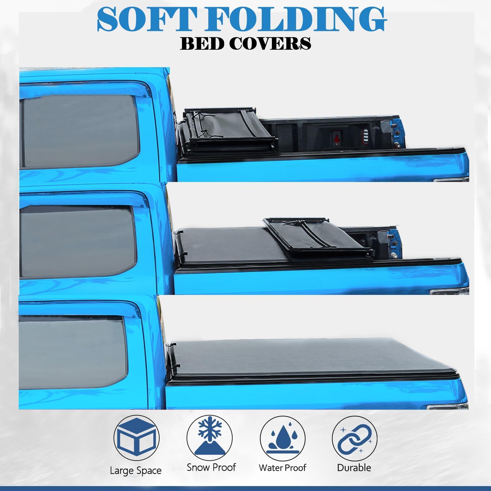 TOMOKA Vinyl Soft Tri-fold Truck Bed Tonneau Cover for 2024-2025 Toyota Tacoma (Excludes Trail Edition) | 5 Ft (60.5