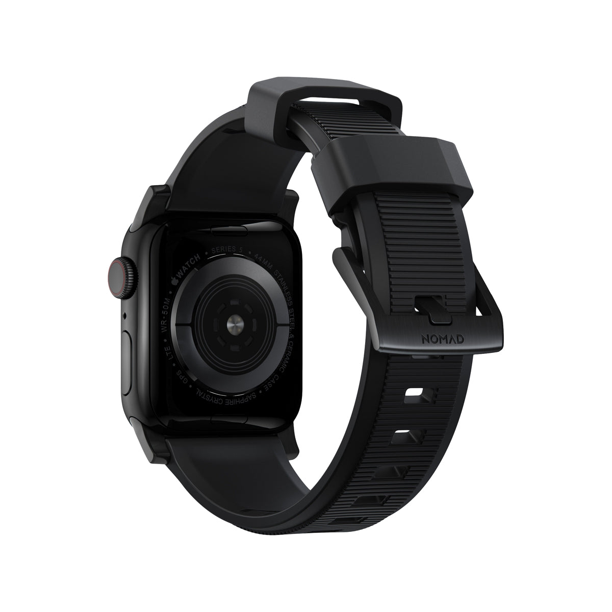 Nomad Rugged Band for Apple Watch 45mm - Durable Black Stainless Steel Strap for Outdoor Adventures & Active Lifestyles