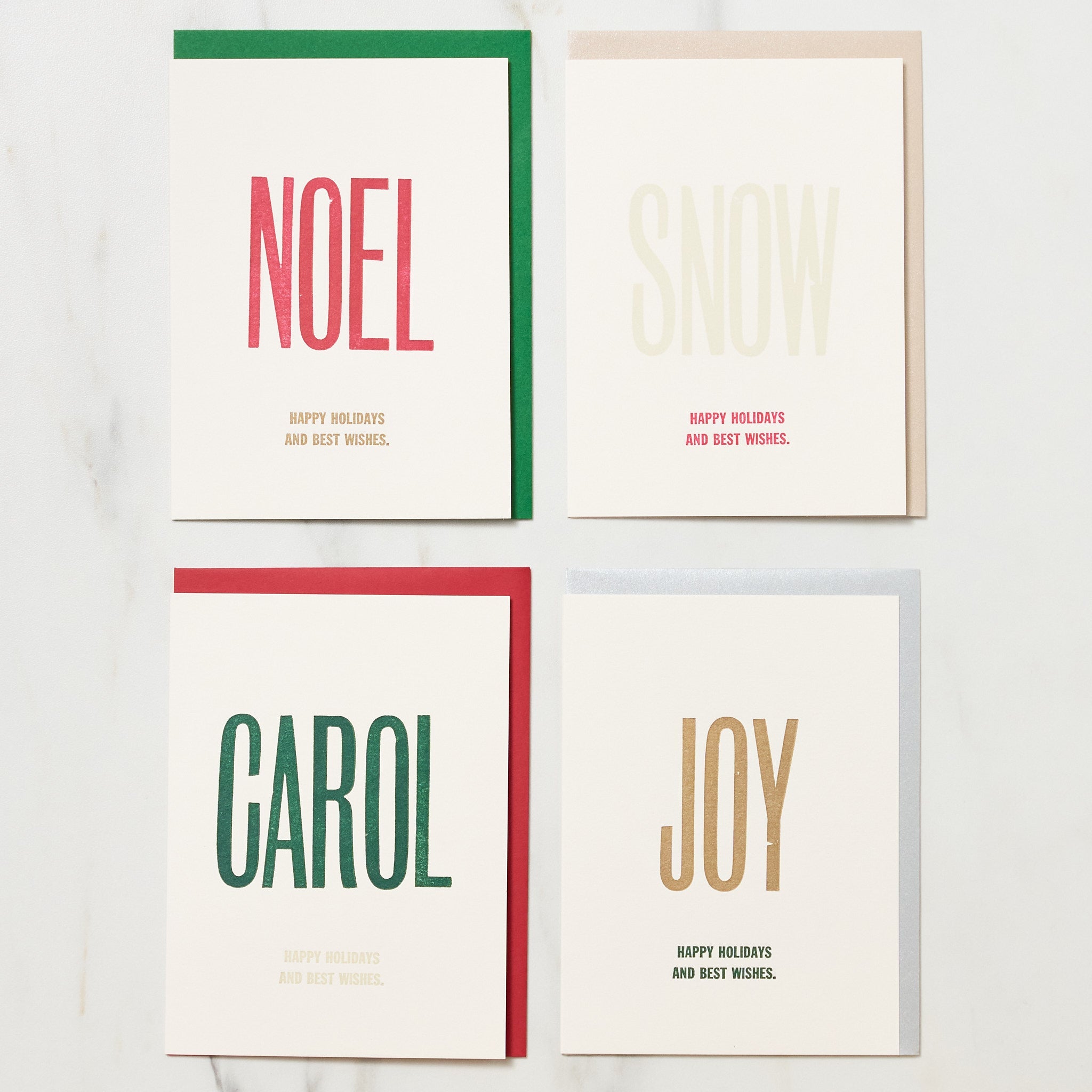 Festive Holiday Words Christmas Greeting Cards - Elegant Letterpress Design for Xmas Wishes | Perfect for Holiday Mailings, Office Decor & Seasonal Gift Tags