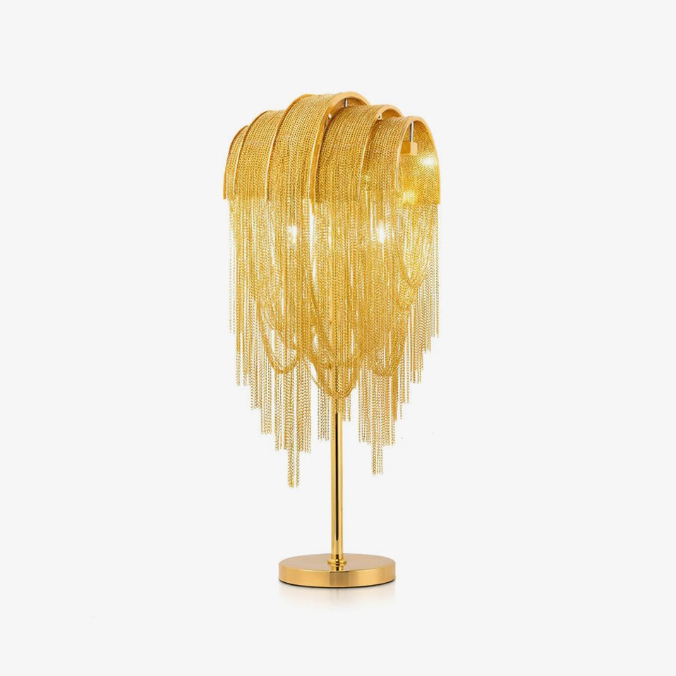 Elegant Chains Tassel Table Lamp - Vintage Style Bedside Lighting for Bedroom, Living Room & Office Decor - Perfect for Reading, Relaxing & Creating Cozy Ambiance