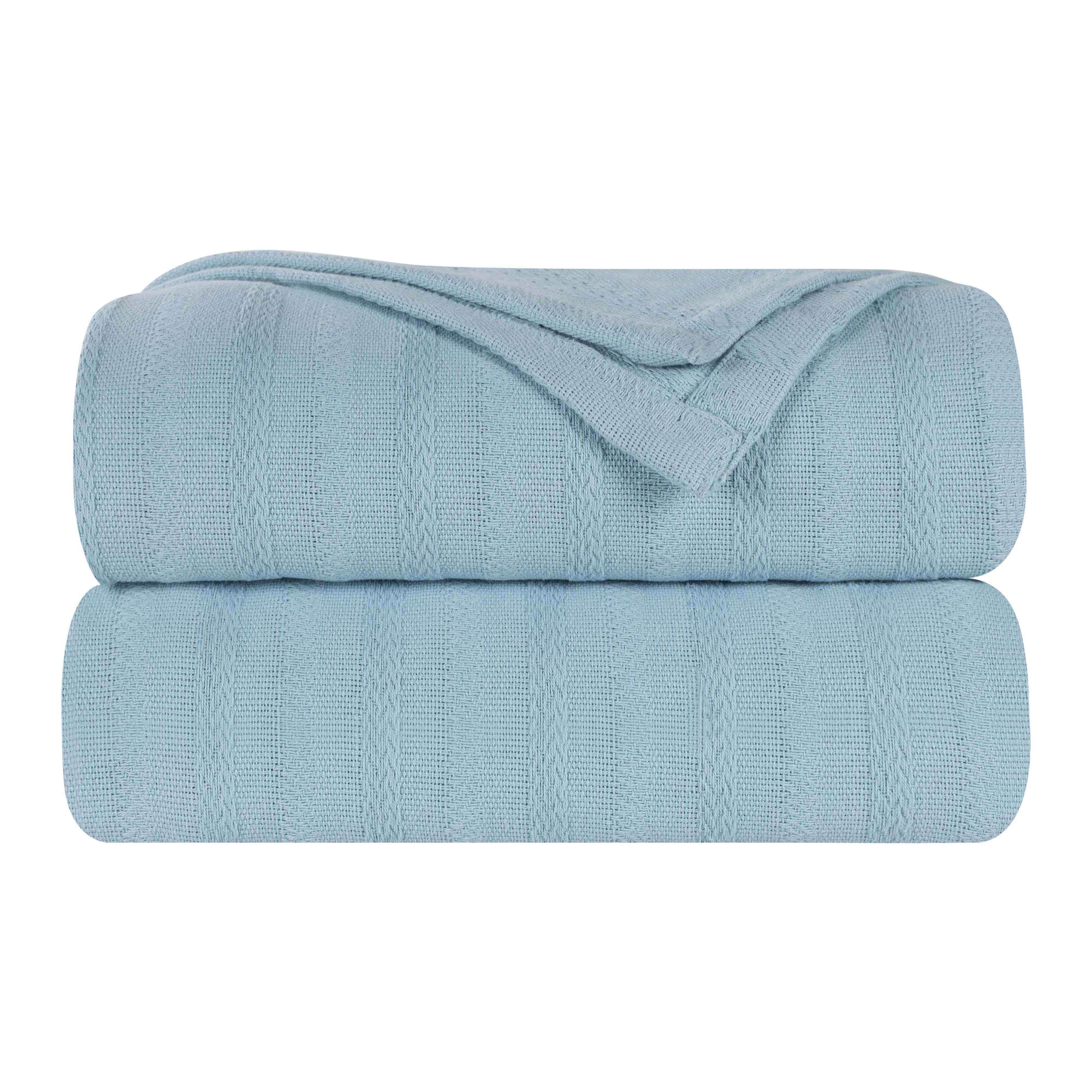 Soft Clara Cotton Textured Striped Lightweight Woven Blanket - Perfect for Sofa, Bed & Outdoor Picnics