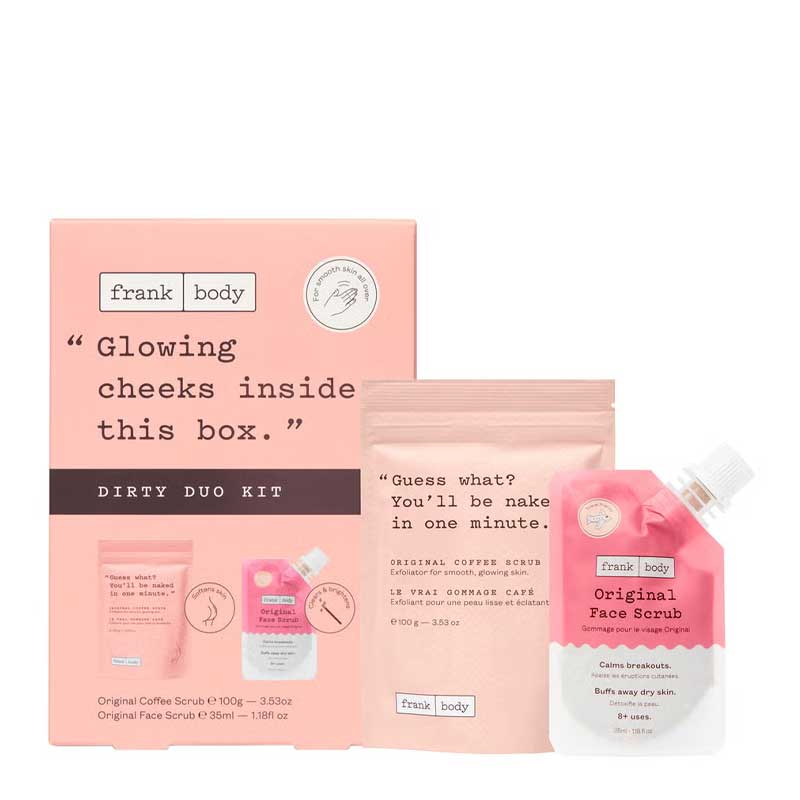 Frank Body Dirty Duo Kit - Organic Coffee Scrub & Cream for Smooth Skin | Exfoliating & Hydrating Skincare Set for Face & Body - Perfect for Spa Day & Self Care Routine