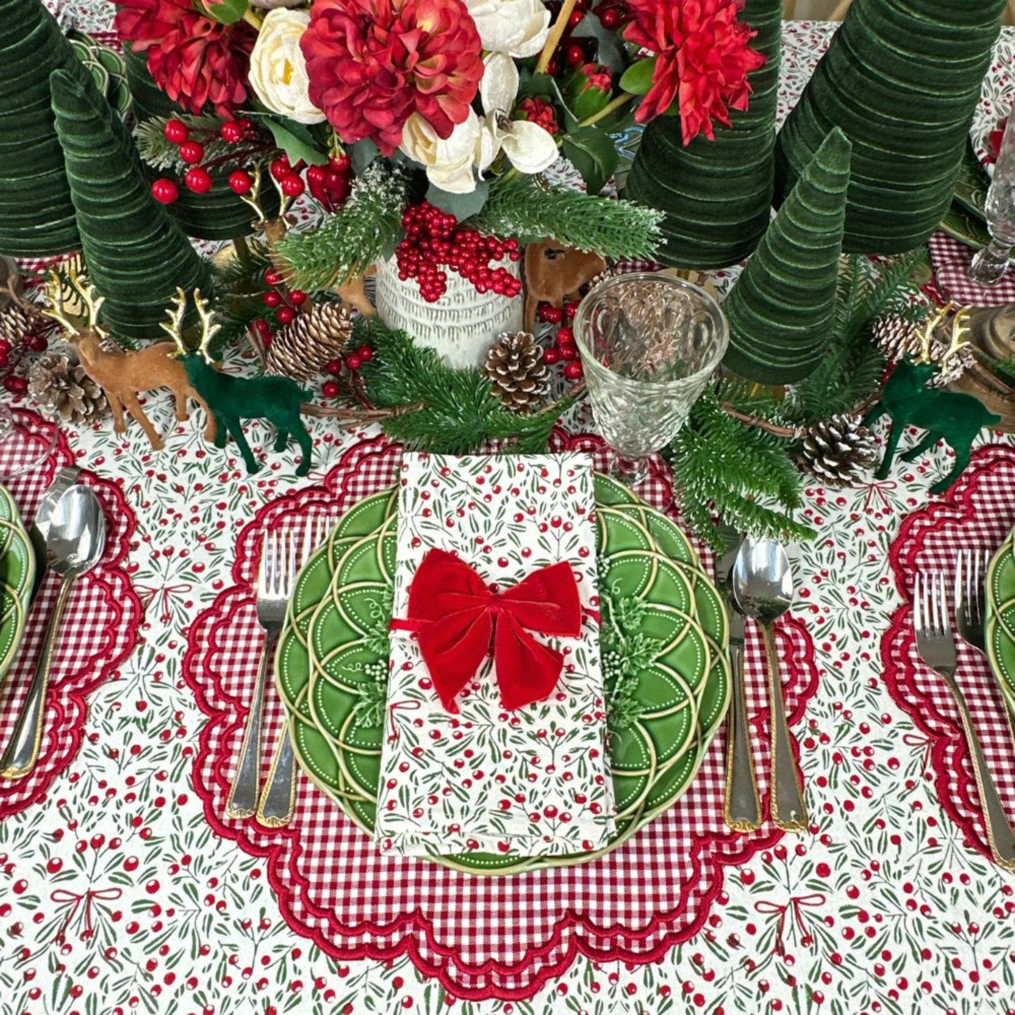 Bettina Red Gingham Placemats Set of 4 - Waterproof & Heat Resistant Dining Table Mats for Kitchen, Picnics, and Outdoor Entertaining