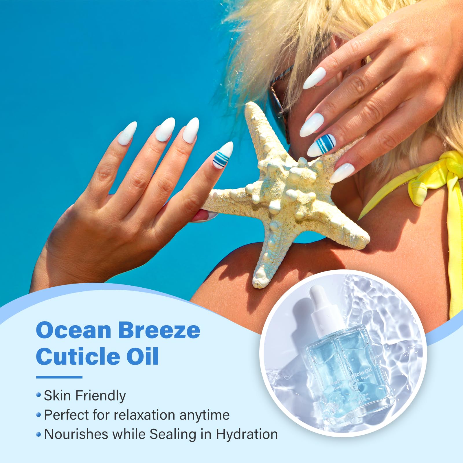EJW Dual Layer Cuticle Oil for Nails - Nourishing & Repairing Treatment for Dry, Damaged Cuticles | Strengthens Nails & Reduces Hangnails | Fast-Absorbing Natural Formula with Ocean Breeze Scent | 0.5 fl oz | Perfect for Manicures, At-Home Nail Care & Hand Spa Treatments
