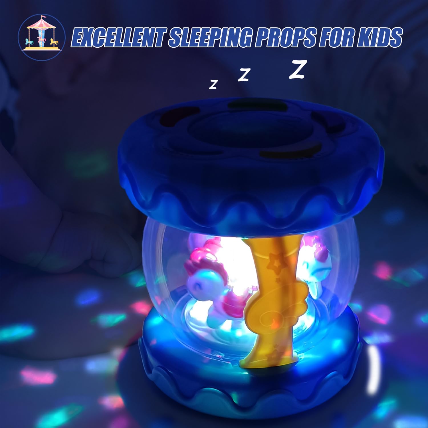 Best Baby Toys Carousel with Rotating Lights & Music - Tummy Time & Crawling Toy for Infants 18-36 Months (Blue) | Perfect for Sensory Play, Early Learning & Toddler Development