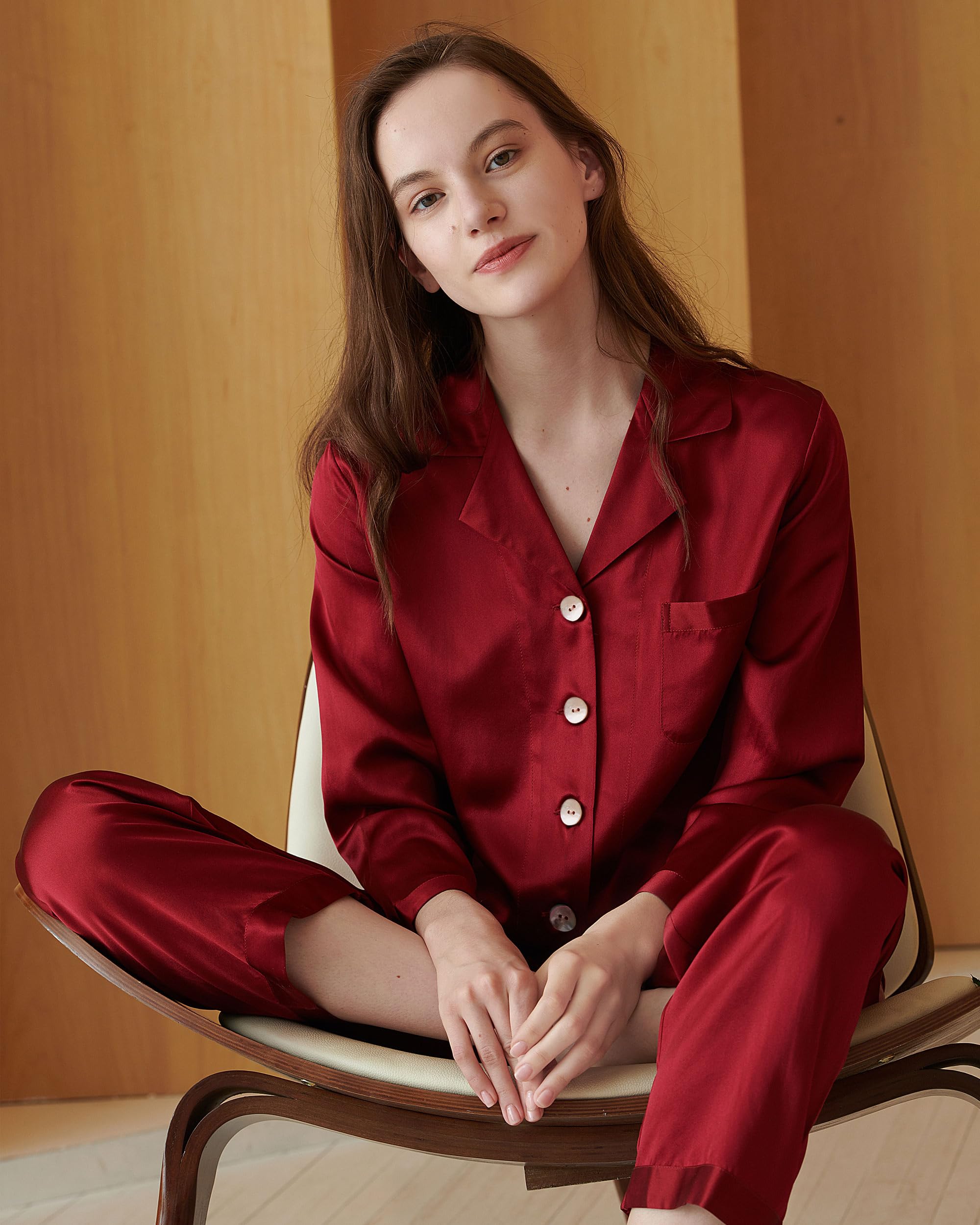 Luxury 100% Mulberry Silk Pajamas for Women - 22 Momme Pure Full Length Long Silk Nightwear | Elegant Sleepwear for Comfortable Nights & Relaxing at Home