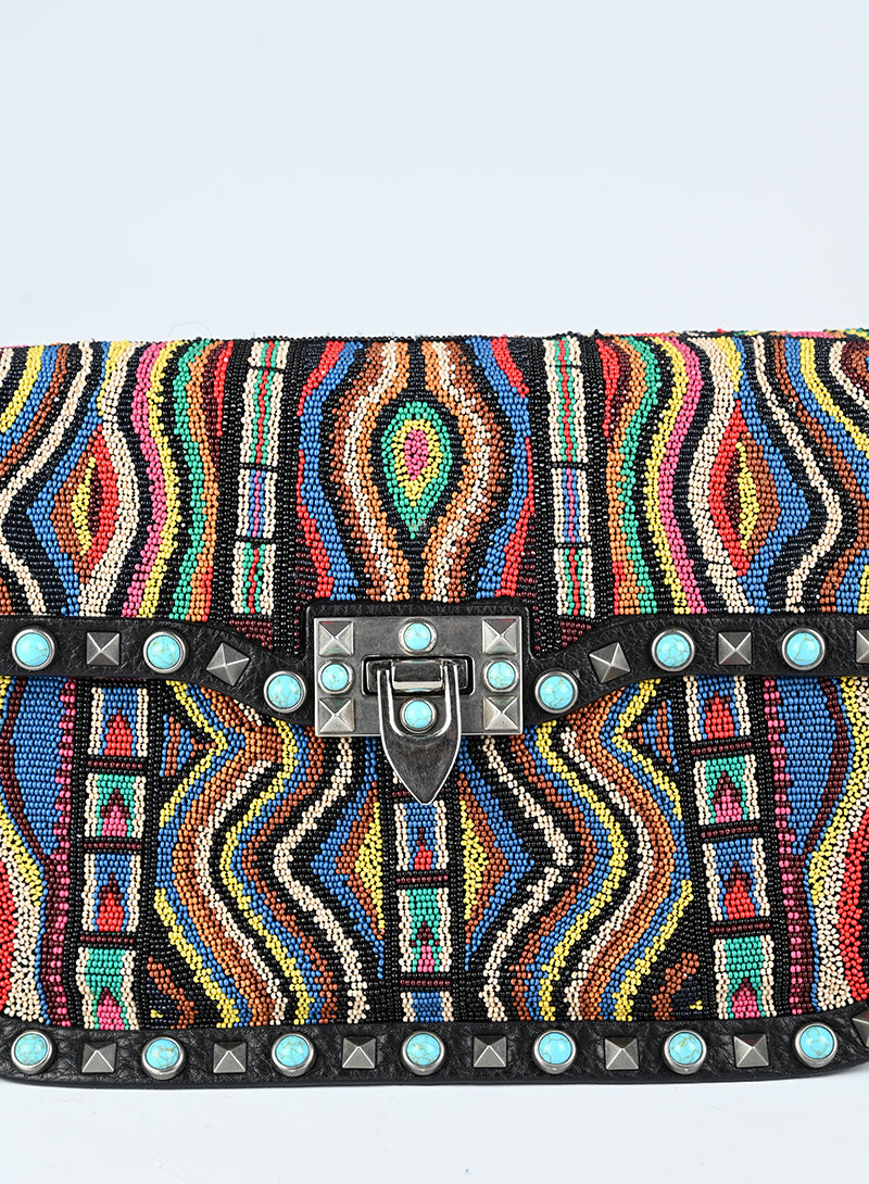 Valentino Rockstud Beaded Guitar Bag - Luxury Crossbody Purse for Women | Perfect for Parties, Dates & Evening Events