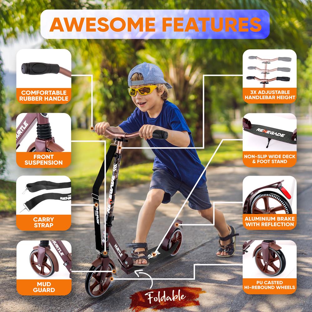 Foldable Kick Scooter for Adults & Teens - Lightweight & Portable Commuter Scooter - Perfect for Urban Travel, Campus, and City Commuting