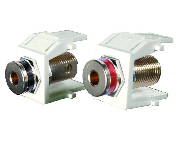 Banana Jack Keystone Insert Module - High Density Red & Black Stripe (2 Color Options) for Home Theater & Audio Equipment Wiring