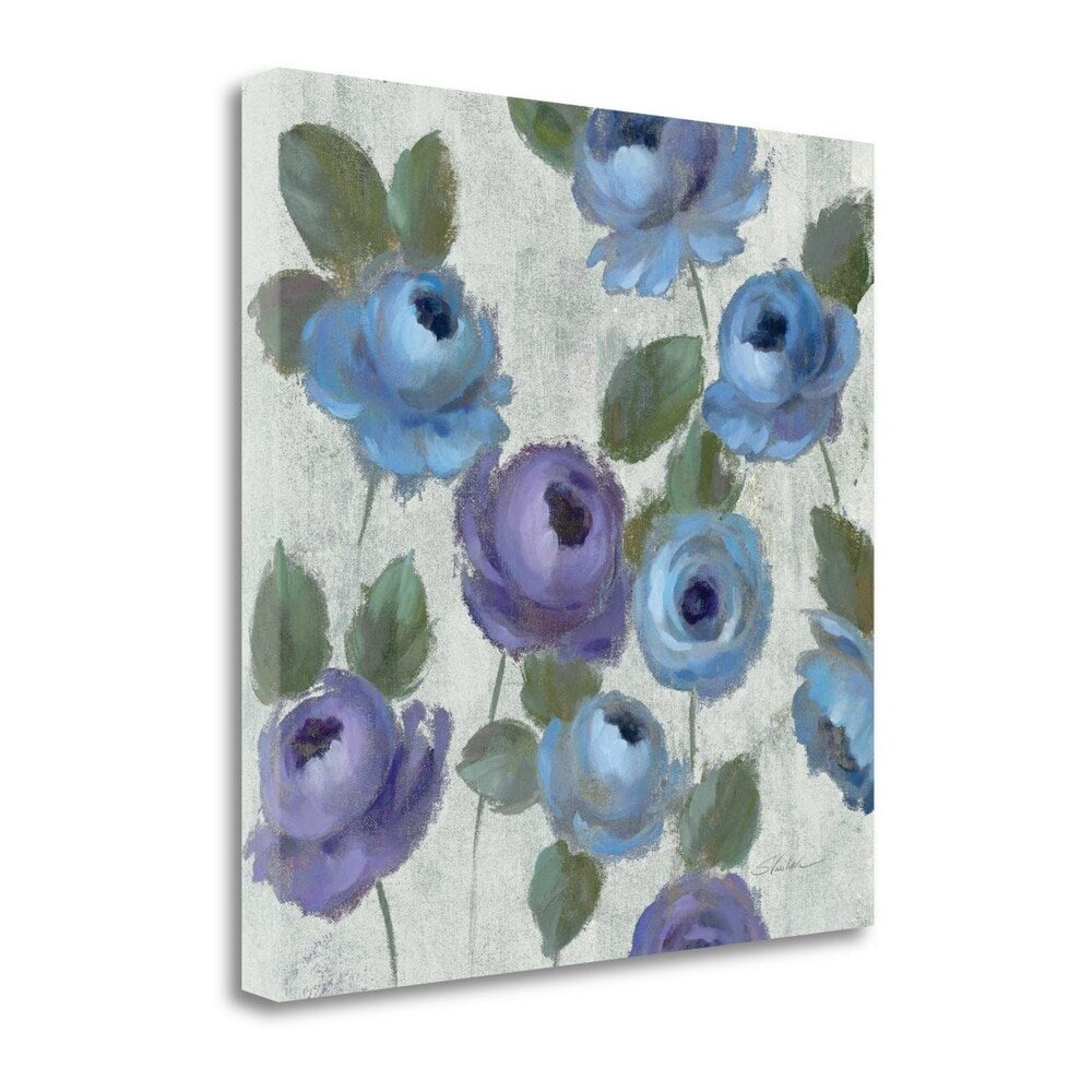 Blue Damask I On Ivory Giclee Art Print by Silvia Vassileva - Gallery Wrapped Canvas Wall Decor for Living Room, Bedroom & Office